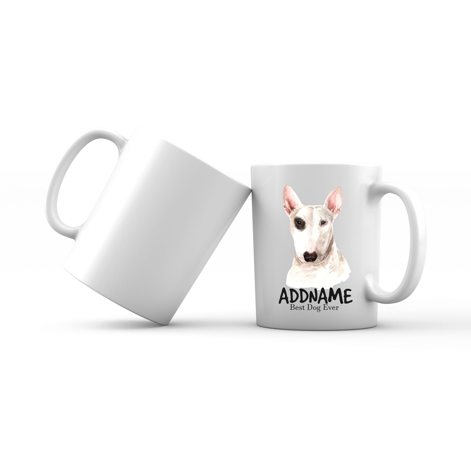 Watercolor Dog Bull Terrier Best Dog Ever Addname Mug
