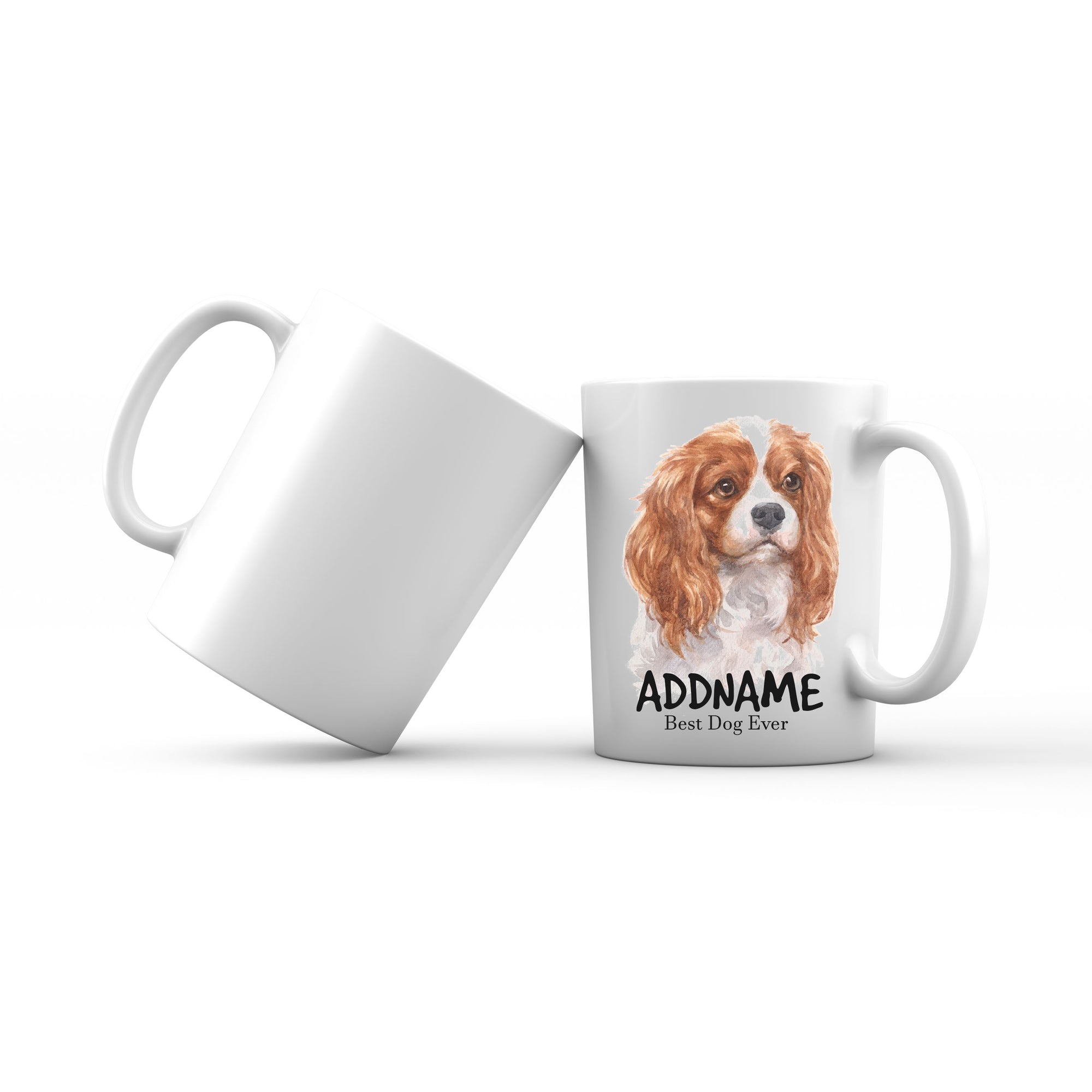 Watercolor Dog King Charles Spaniel Curly Best Dog Ever Addname Mug