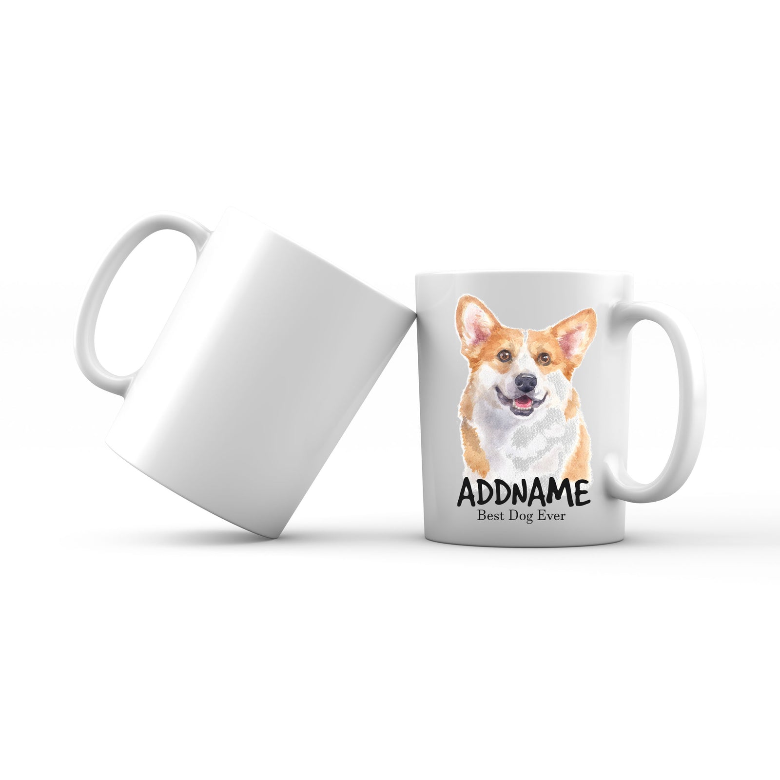 Watercolor Dog Welsh Corgi Smile Best Dog Ever Addname Mug
