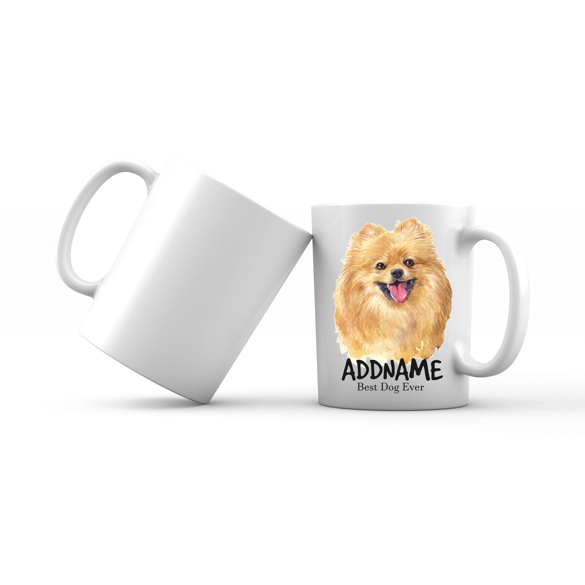 Watercolor Dog Pomeranian Happy Best Dog Ever Addname Mug