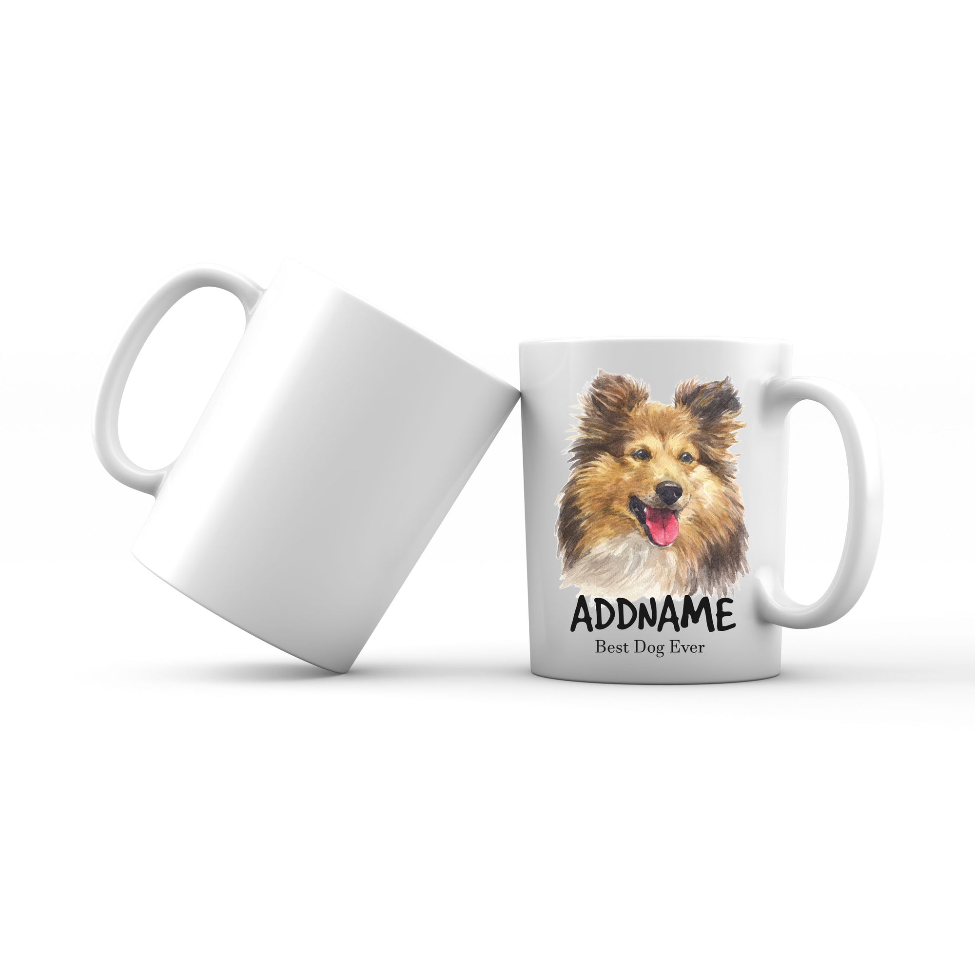 Watercolor Dog Shetland Sheepdog Best Dog Ever Addname Mug