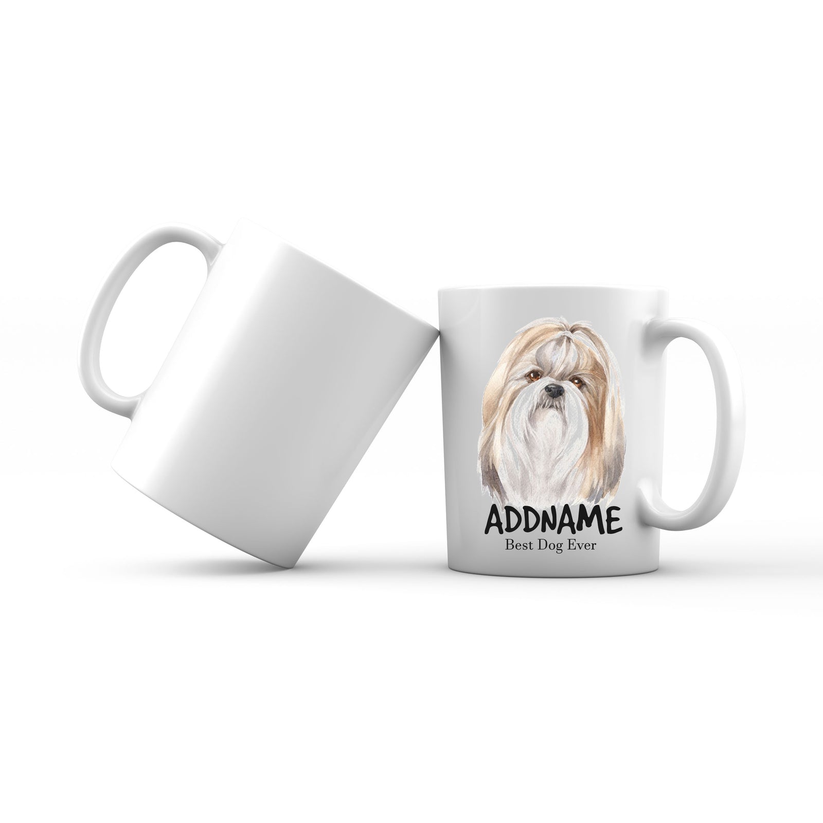 Watercolor Dog Shih Tzu Tie Hair Best Dog Ever Addname Mug