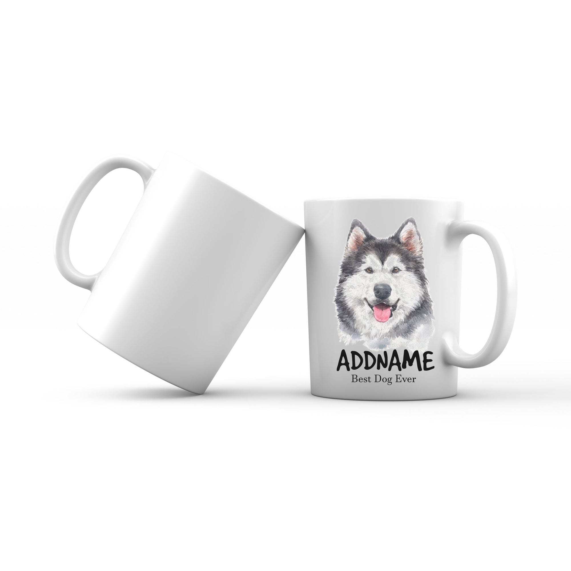 Watercolor Dog Siberian Husky Smile Best Dog Ever Addname Mug