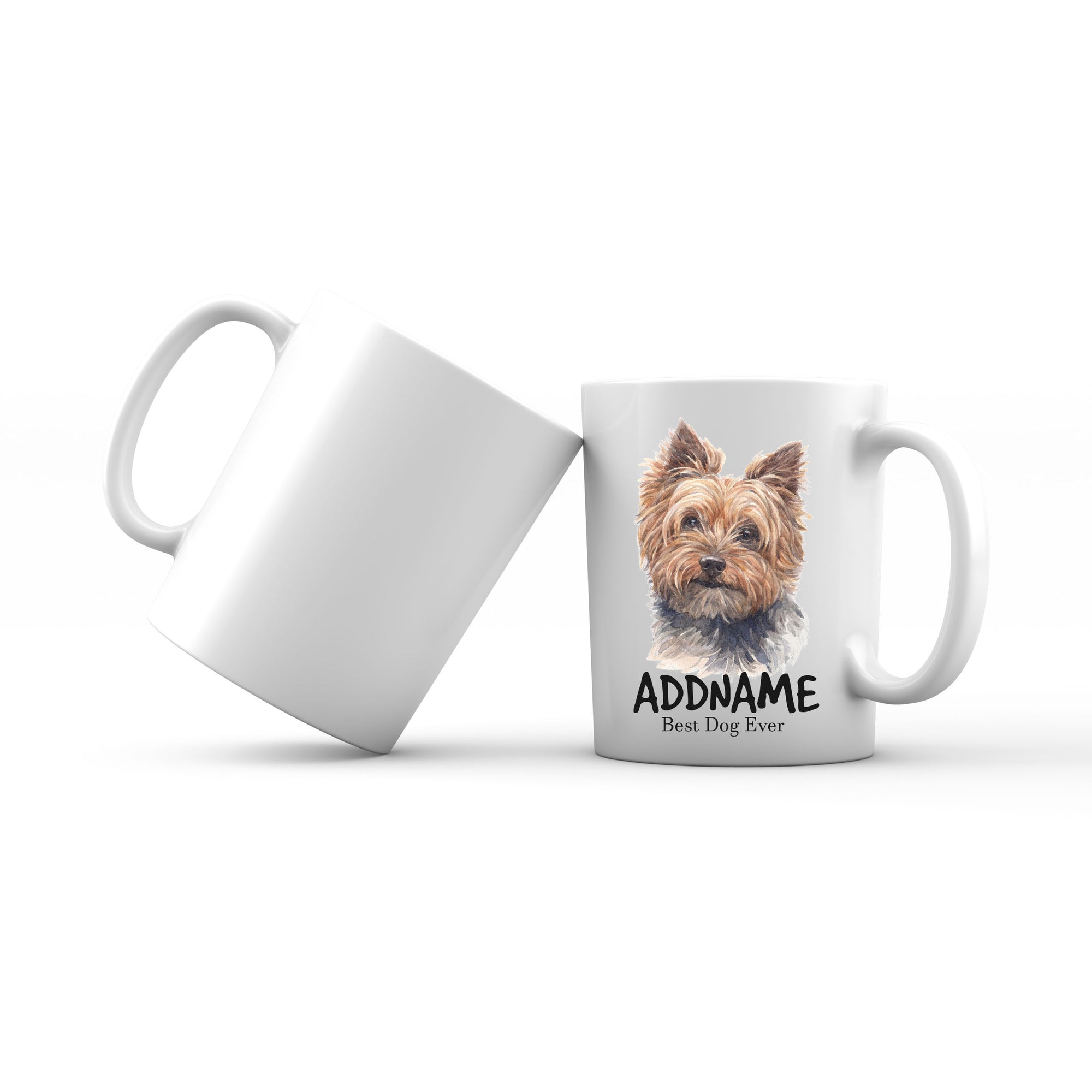 Watercolor Dog Yorkshire Terrier Brown Best Dog Ever Addname Mug