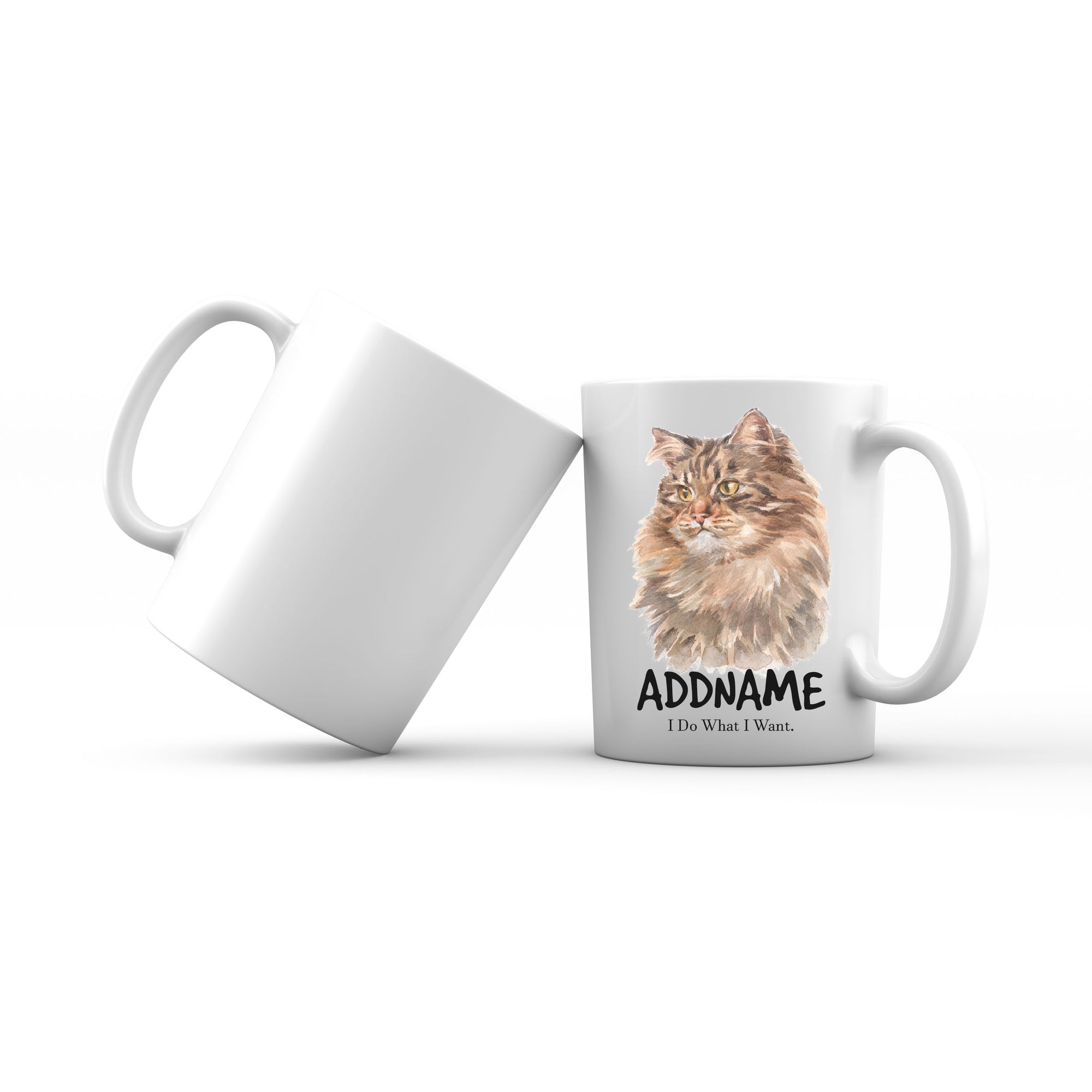Watercolor Cat Siberian Cat Brown I Do What I Want Addname Mug
