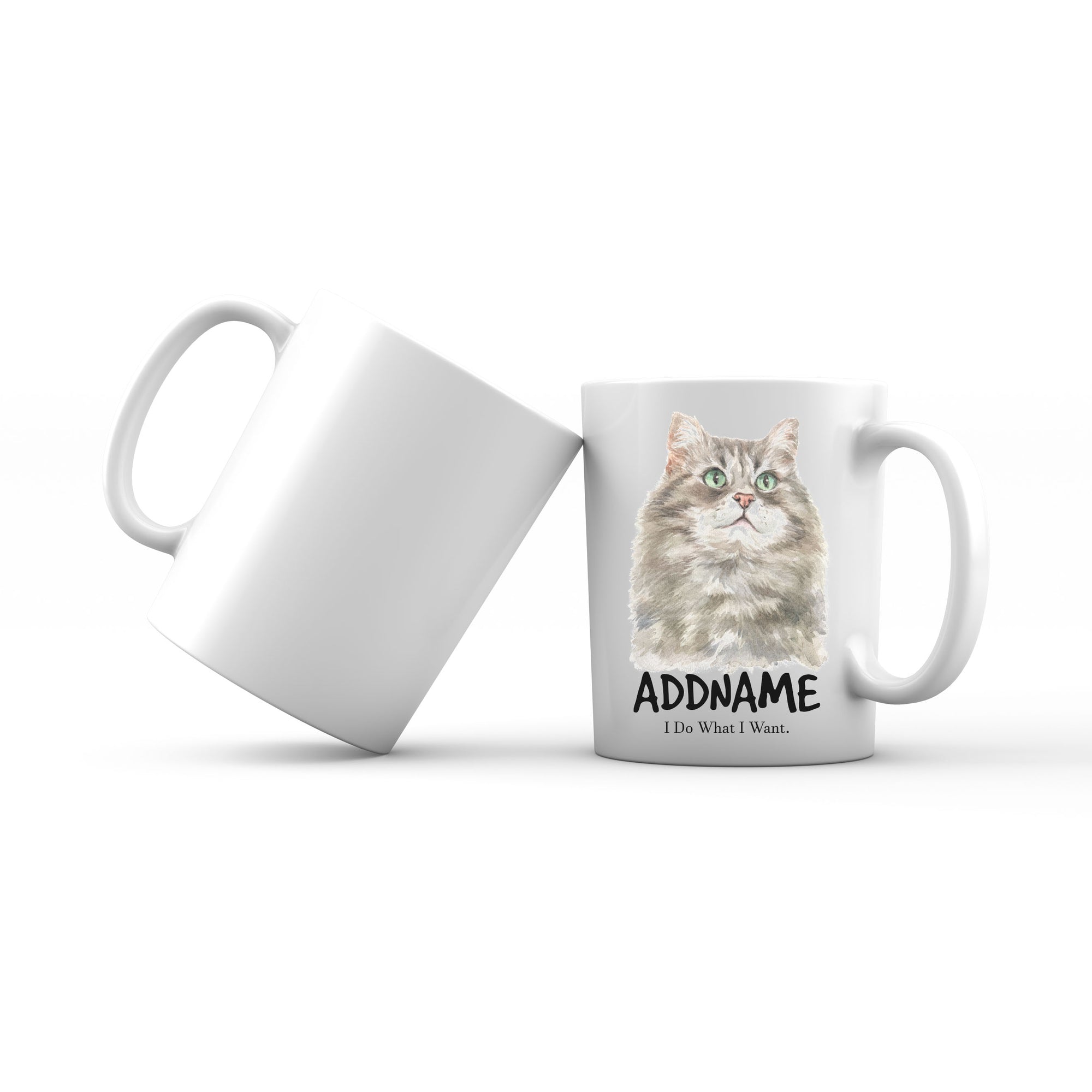 Watercolor Cat Siberian Cat Grey I Do What I Want Addname Mug