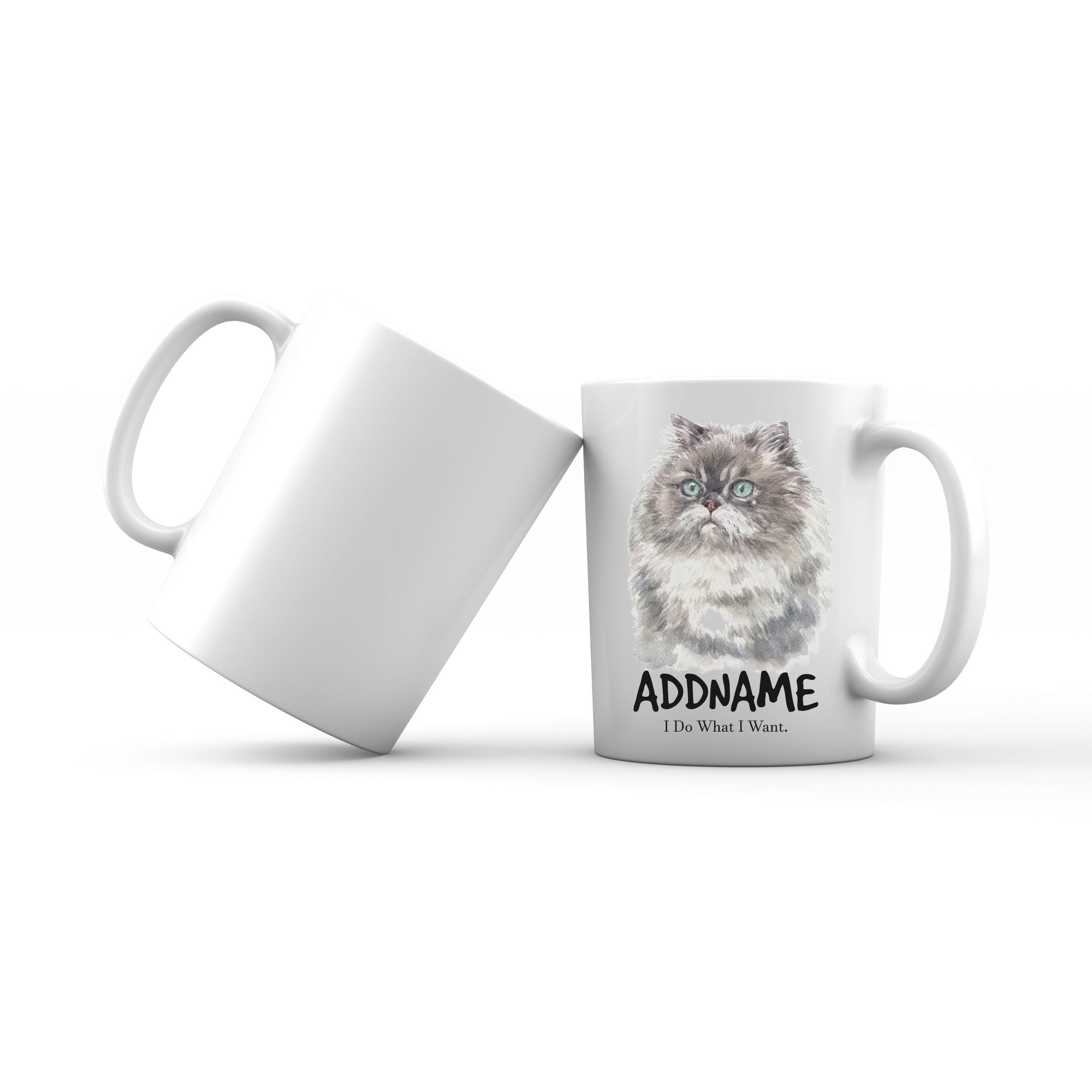 Watercolor Cat Himalayan Grey I Do What I Want Addname Mug