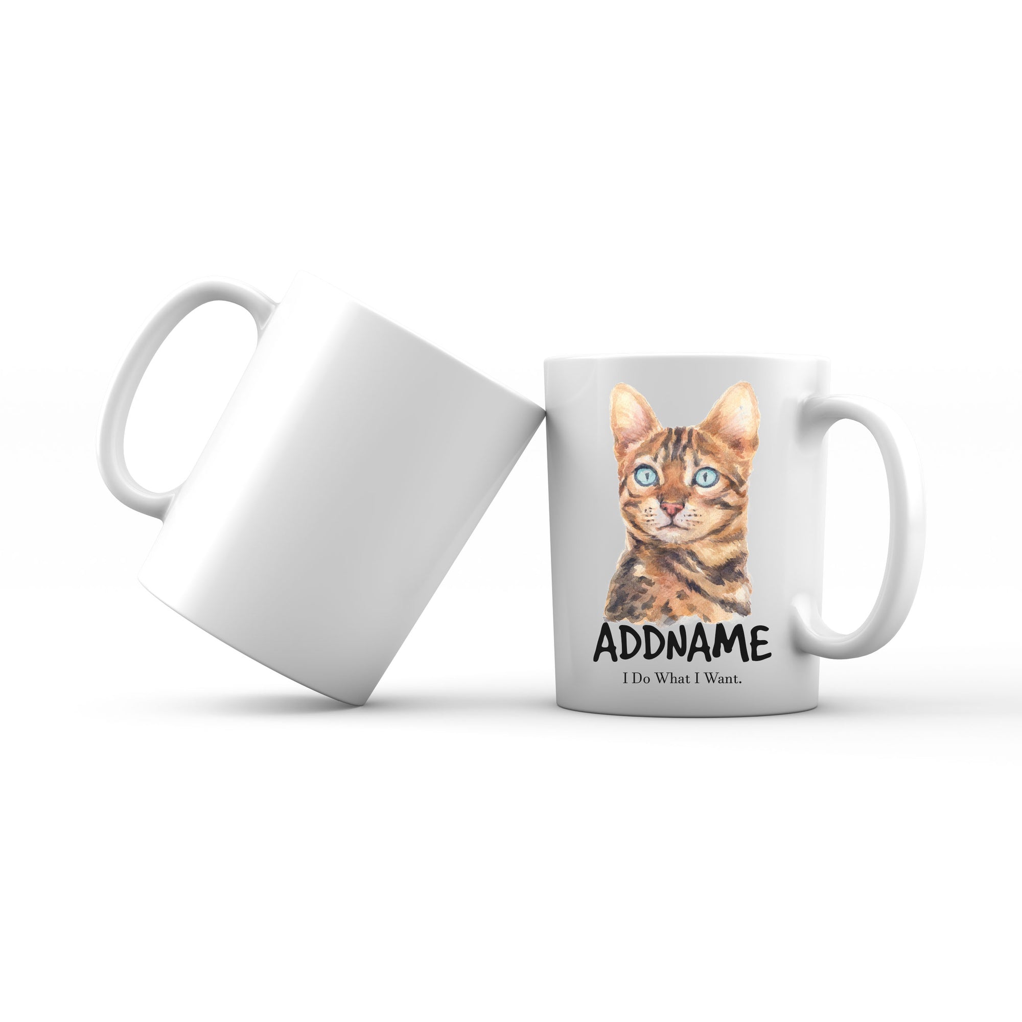 Watercolor Cat Bengal Cat I Do What I Want Addname Mug