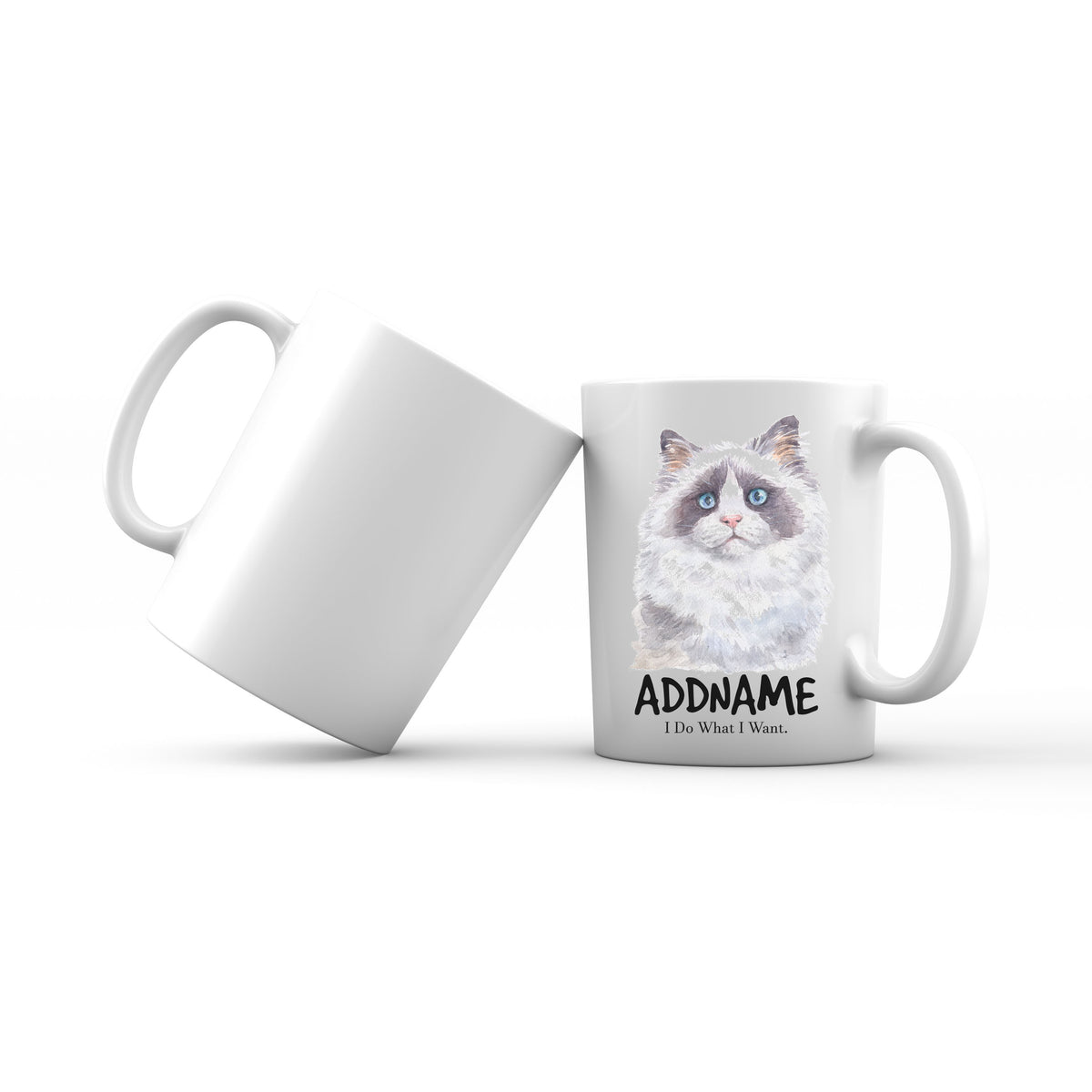 Watercolor Cat Ragdoll Cat Dark Eyes I Do What I Want Addname Mug