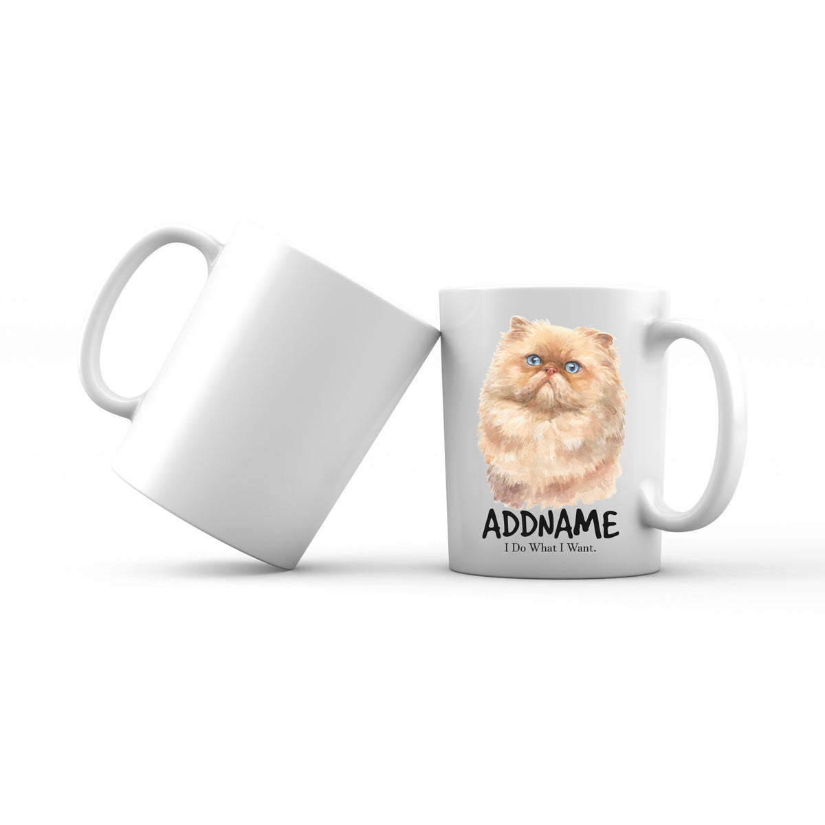 Watercolor Cat Persian Brown I Do What I Want Addname Mug