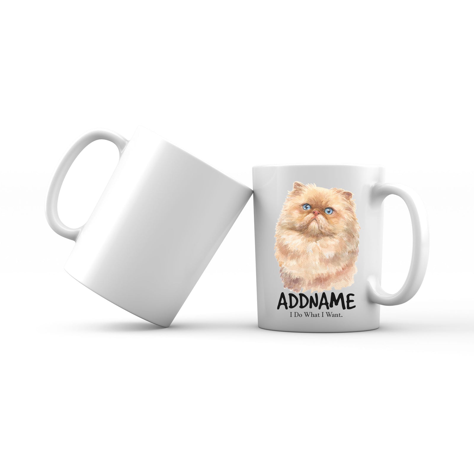Watercolor Cat Persian Brown I Do What I Want Addname Mug
