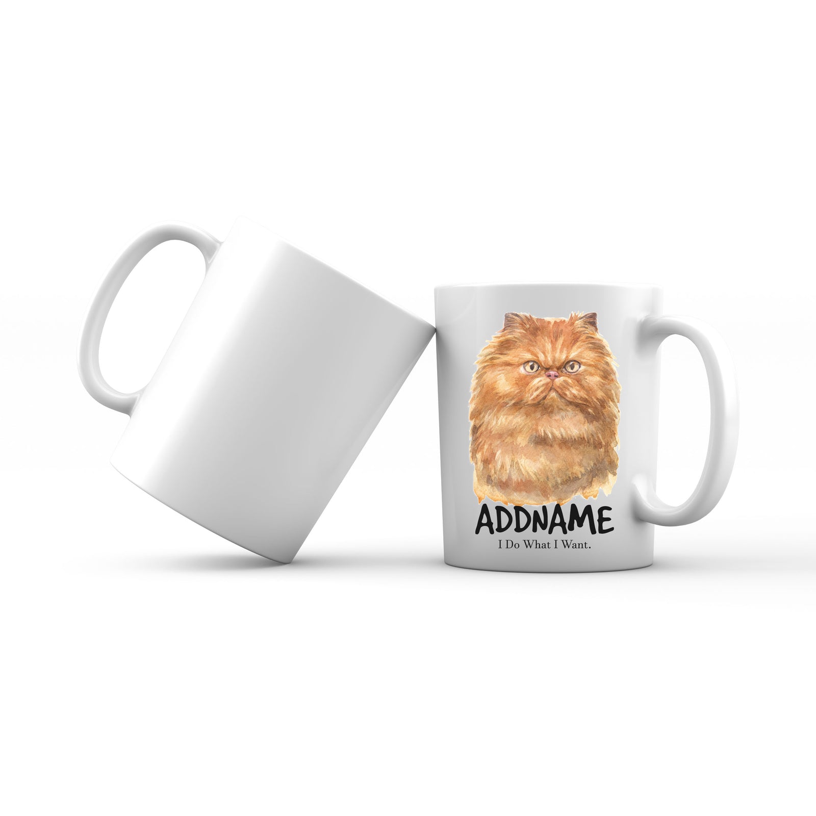 Watercolor Cat Persian Gold I Do What I Want Addname Mug