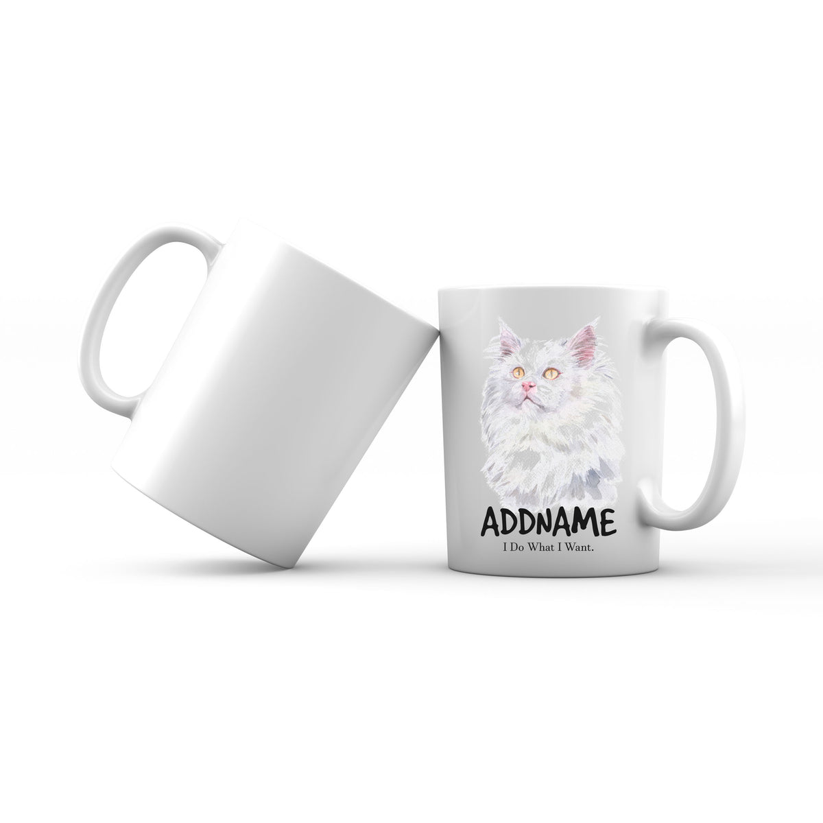 Watercolor Cat Deutsch Langhaar Katzen I Do What I Want Addname Mug