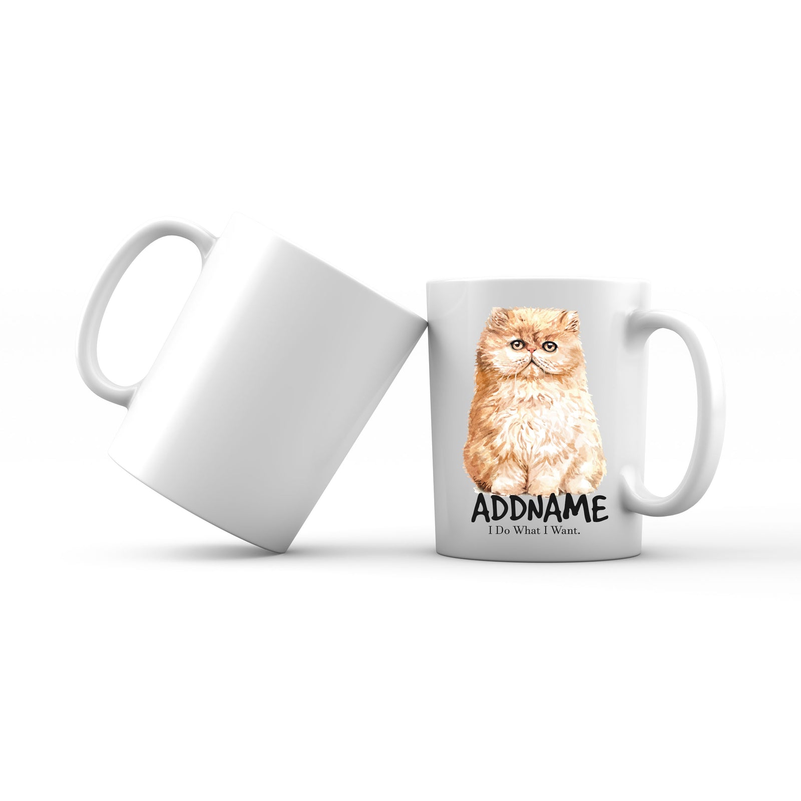 Watercolor Cat Brown Kitten I Do What I Want Addname Mug