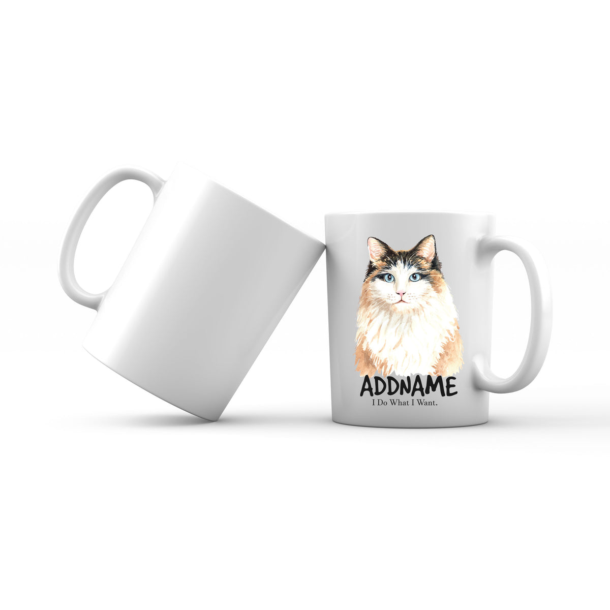 Watercolor Cat Long Hair Cat I Do What I Want Addname Mug