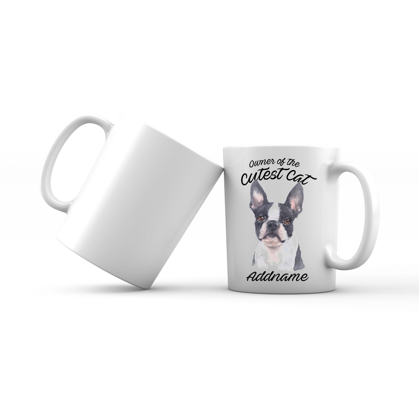 Watercolor Dog Owner Of The Cutest Dog Boston Terrier Addname Mug