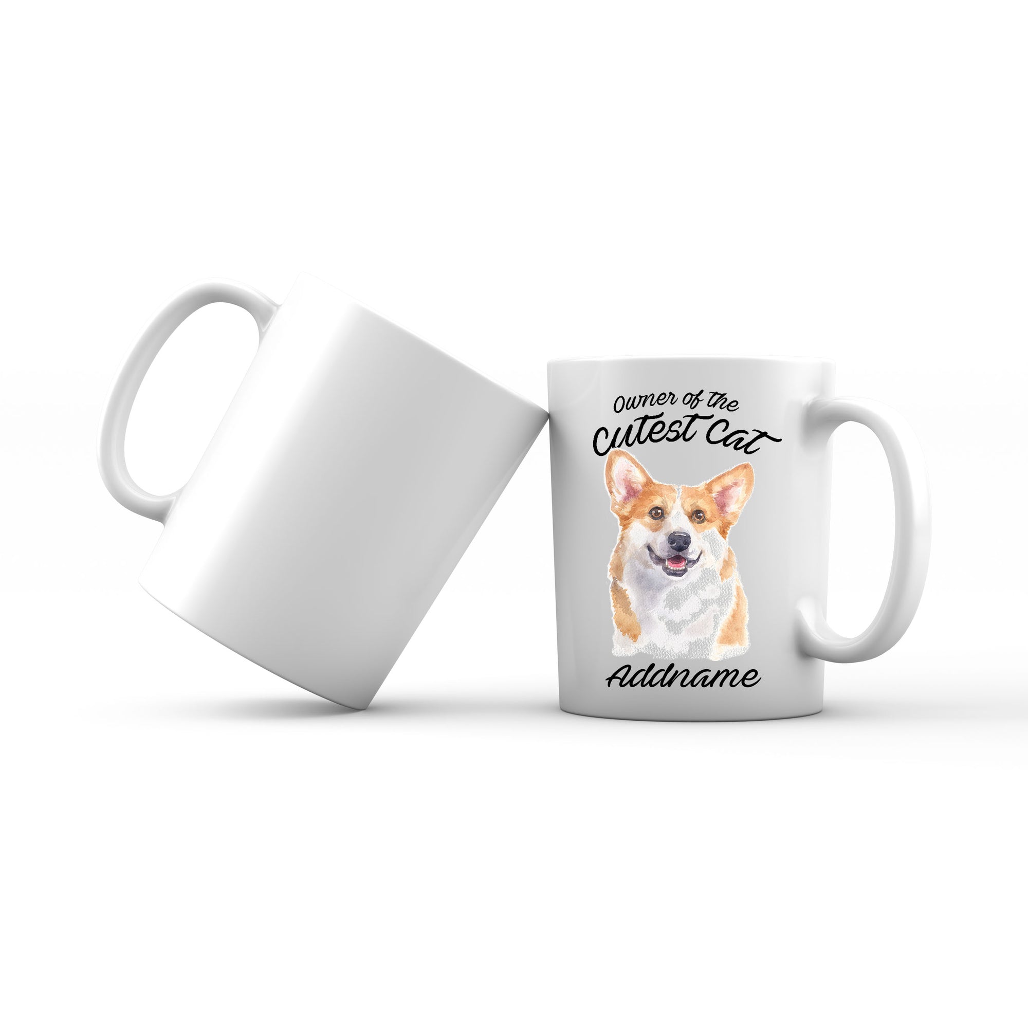 Watercolor Dog Owner Of The Cutest Dog Welsh Corgi Smile Addname Mug