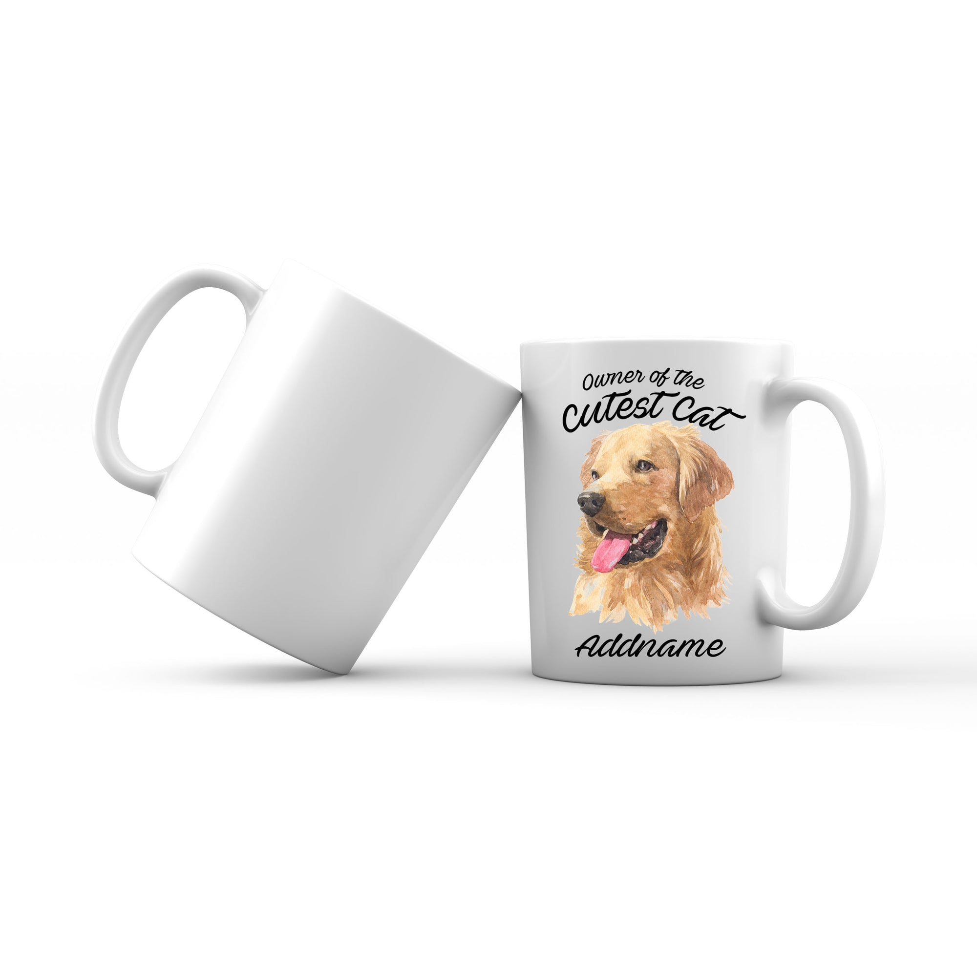 Watercolor Dog Owner Of The Cutest Dog Golden Retriever Left Addname Mug