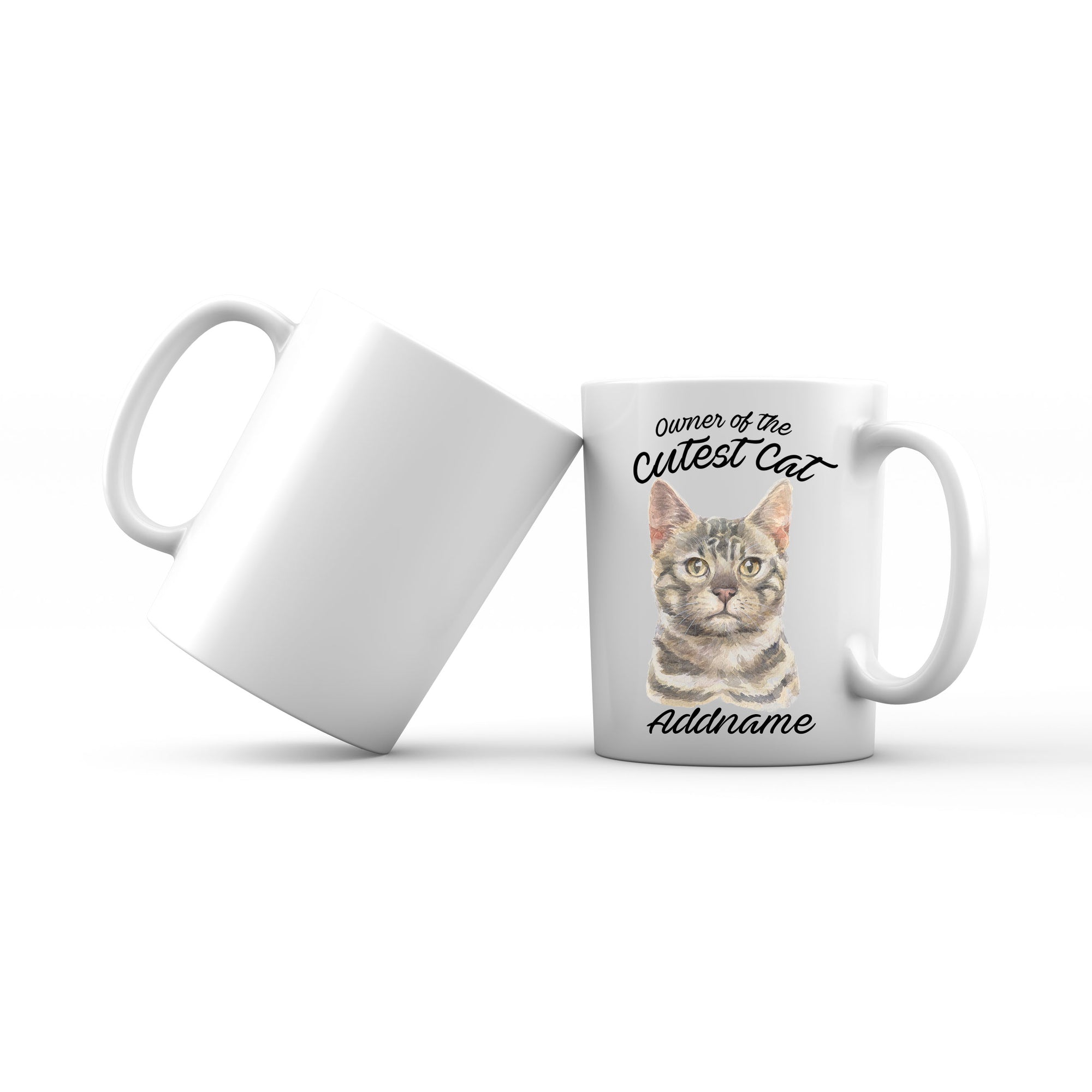 Watercolor Owner Of The Cutest Cat Bengal Grey Addname Mug