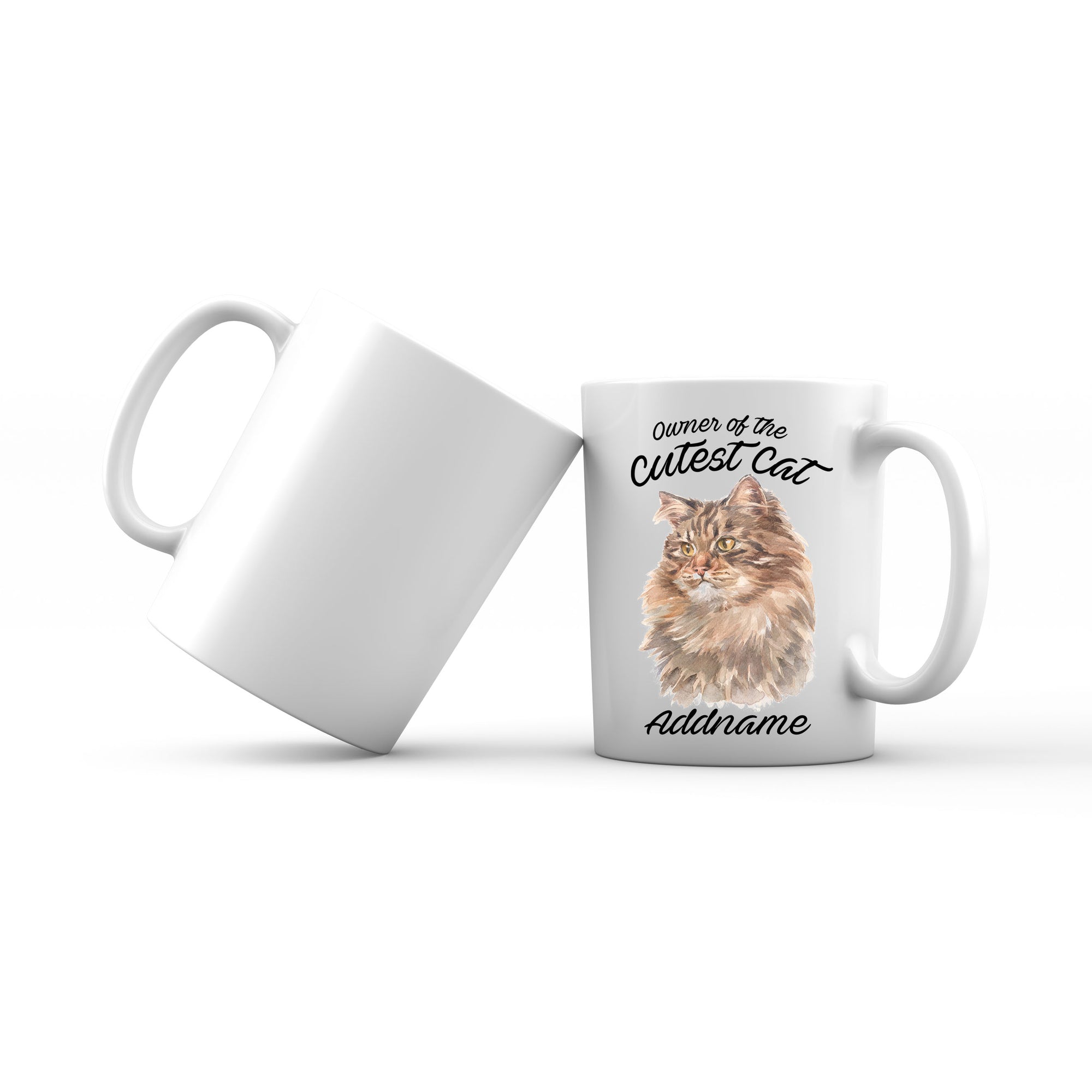 Watercolor Owner Of The Cutest Cat Siberian Cat Brown Addname Mug