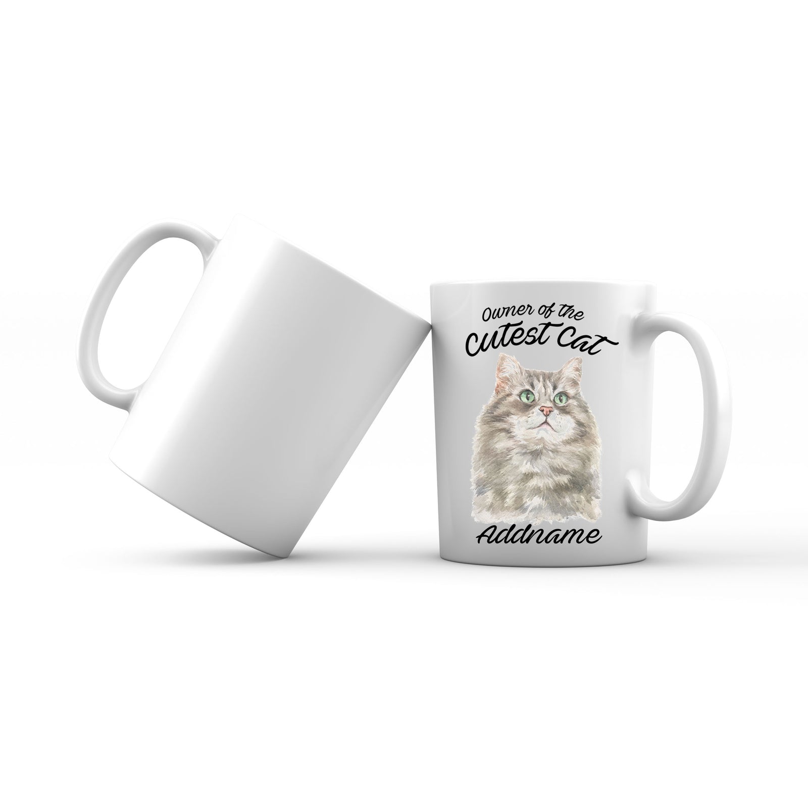 Watercolor Owner Of The Cutest Cat Siberian Cat Grey Addname Mug