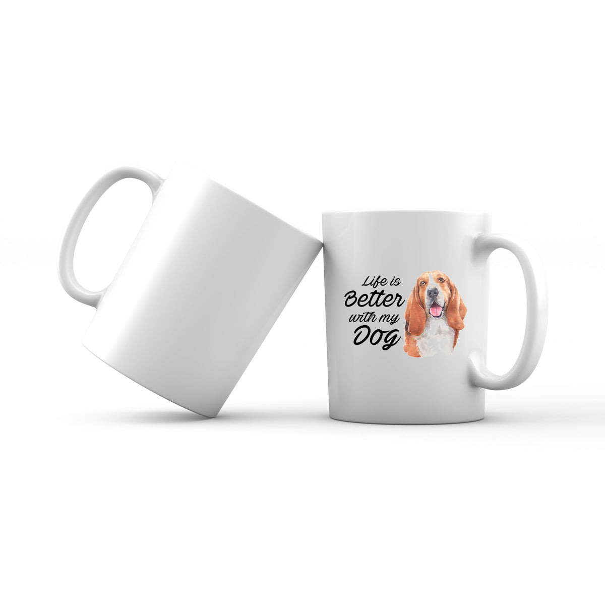 Watercolor Life is Better With My Dog Basset Hound Addname Mug
