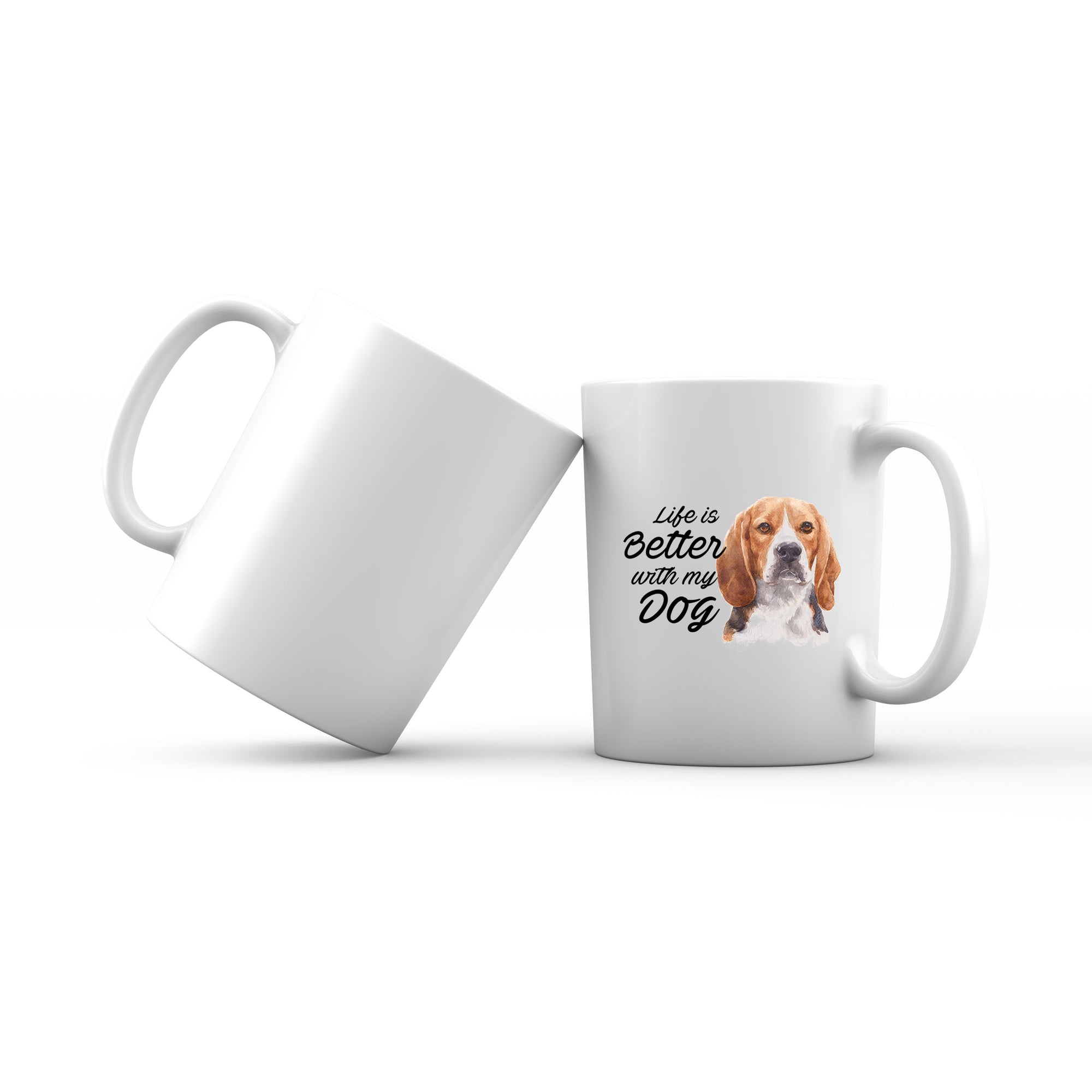 Watercolor Life is Better With My Dog Beagle Frown Addname Mug