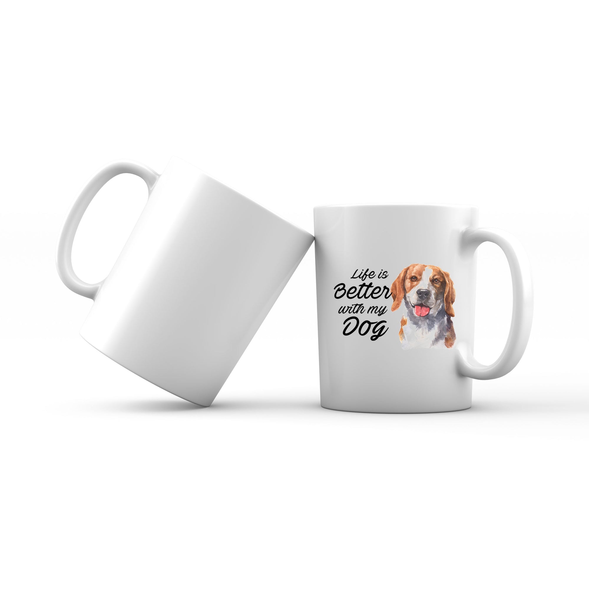 Watercolor Life is Better With My Dog Beagle Smile Addname Mug