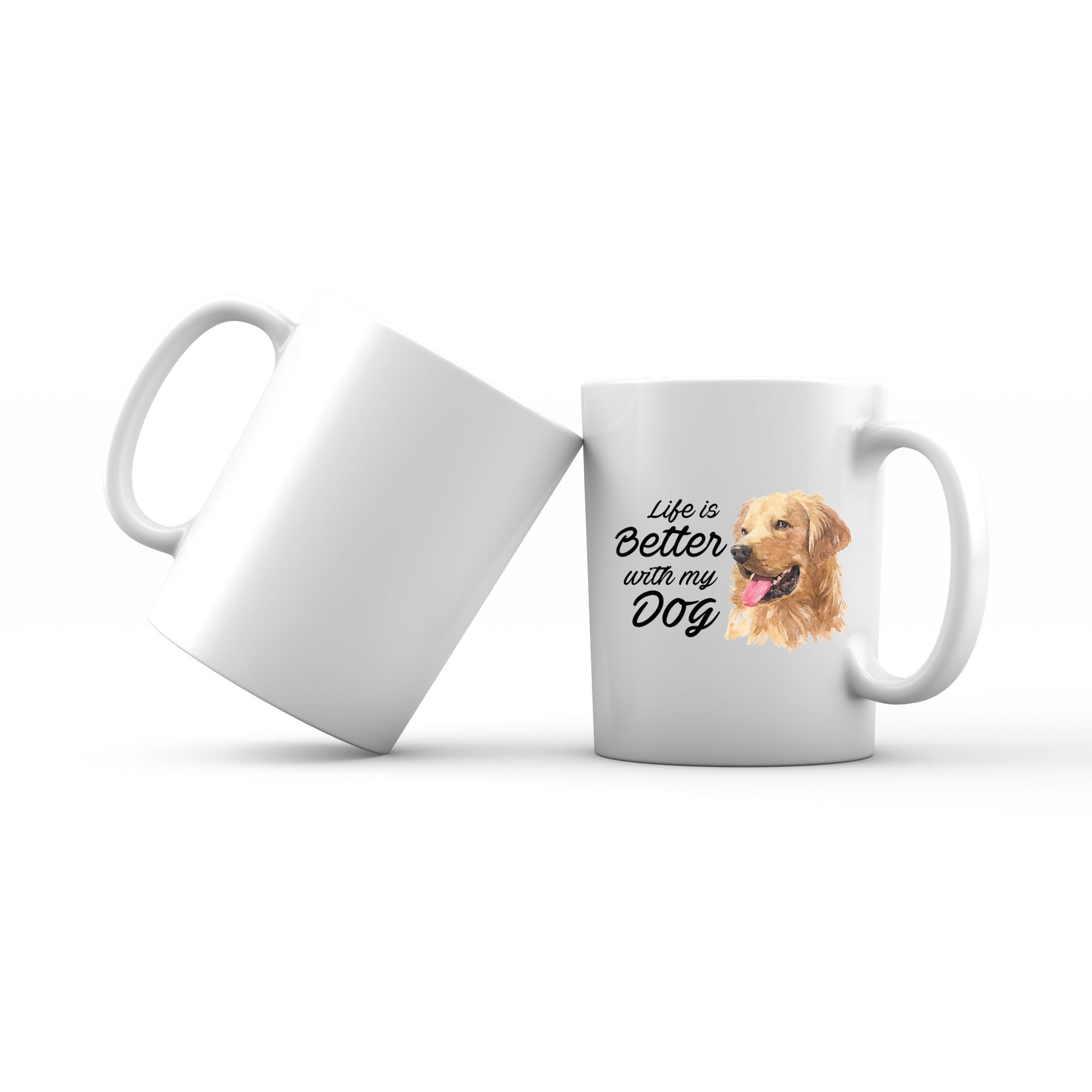 Watercolor Life is Better With My Dog Golden Retriever Left Addname Mug