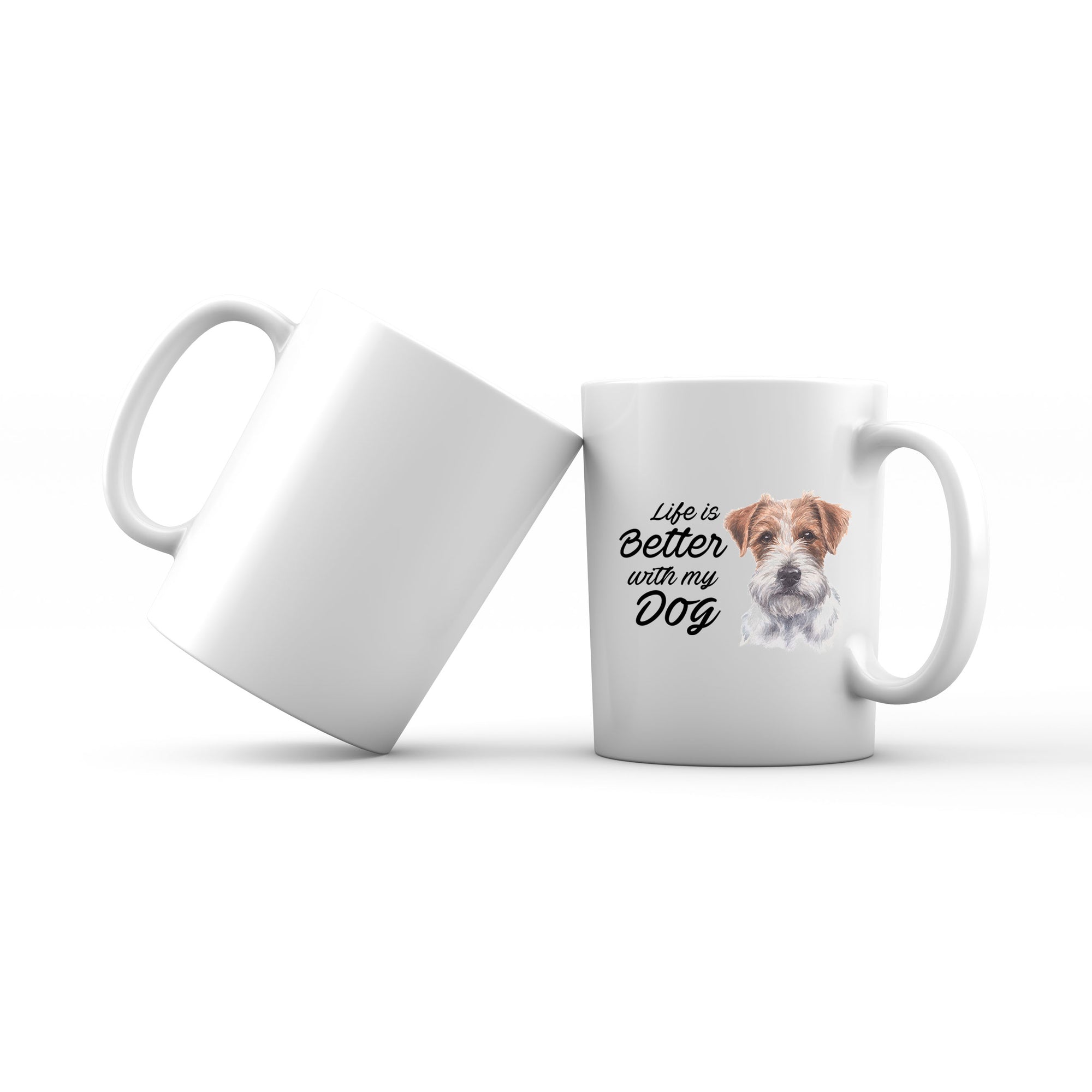 Watercolor Life is Better With My Dog Jack Russell Long Hair Addname Mug