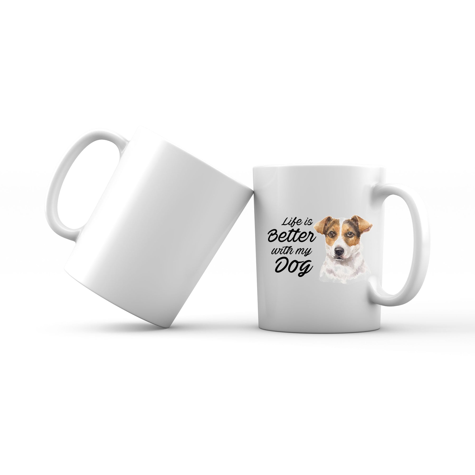 Watercolor Life is Better With My Dog Jack Russell Short Hair Addname Mug