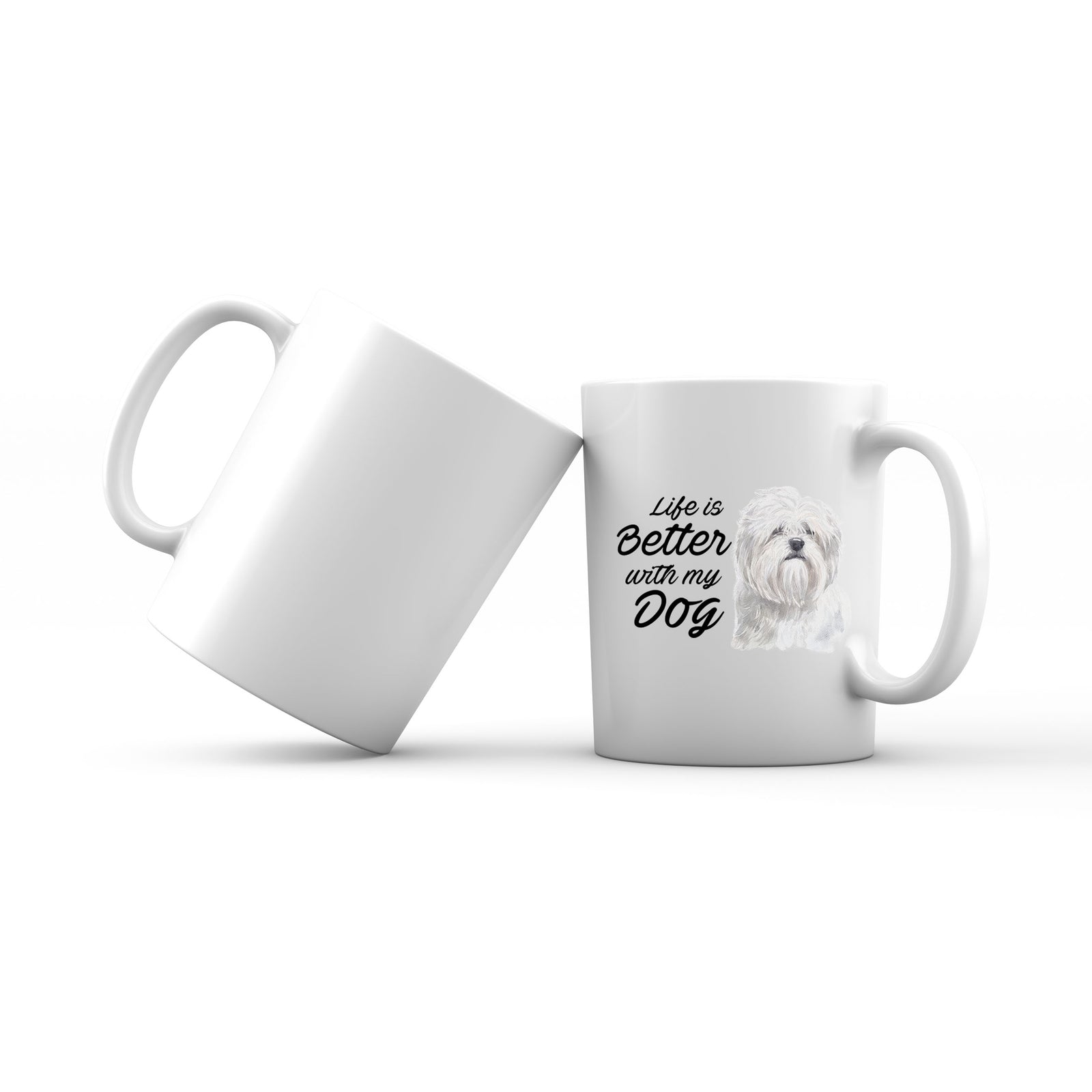 Watercolor Life is Better With My Dog Lhasa Apso Addname Mug