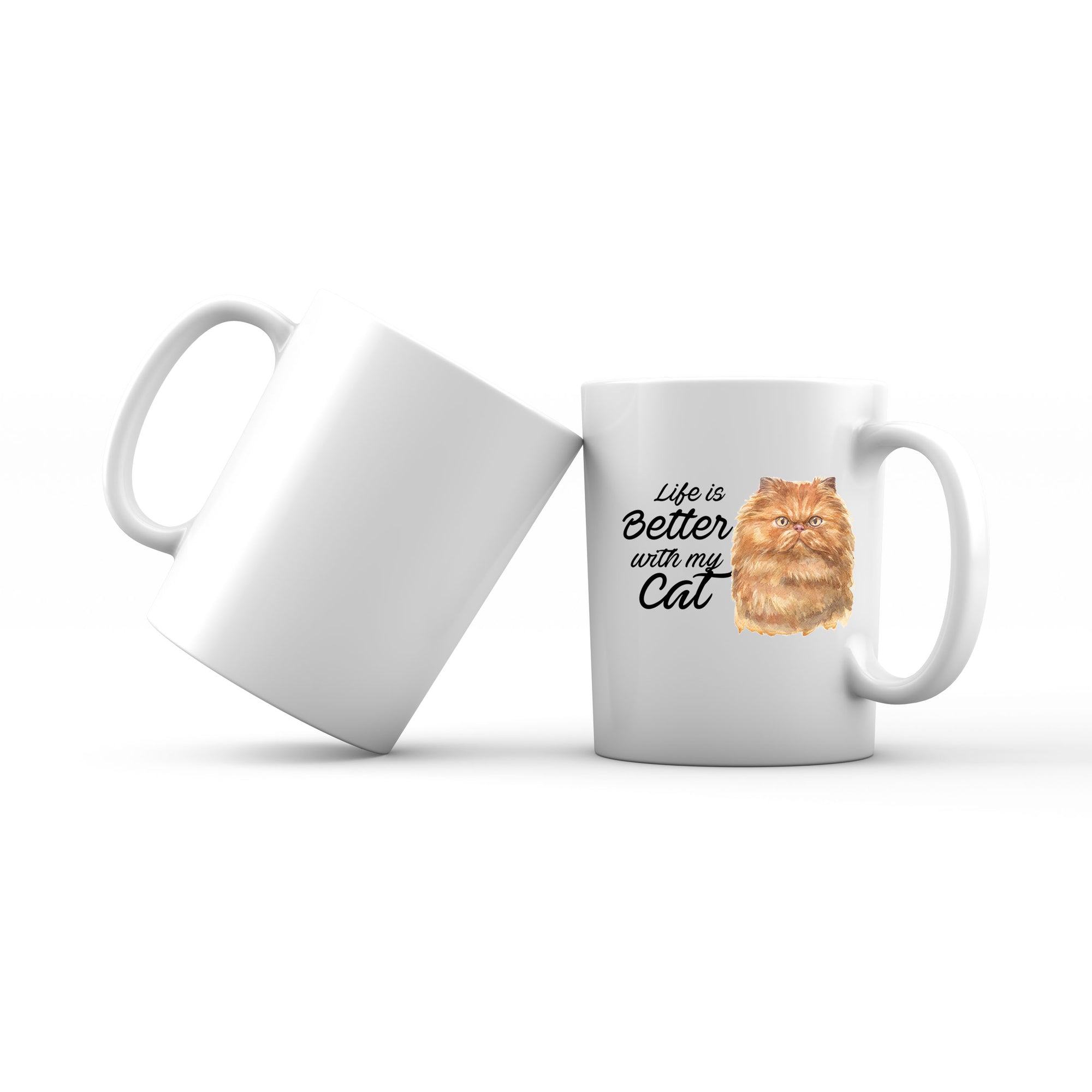 Watercolor Life is Better With My Cat Persian Brown cat Addname Mug