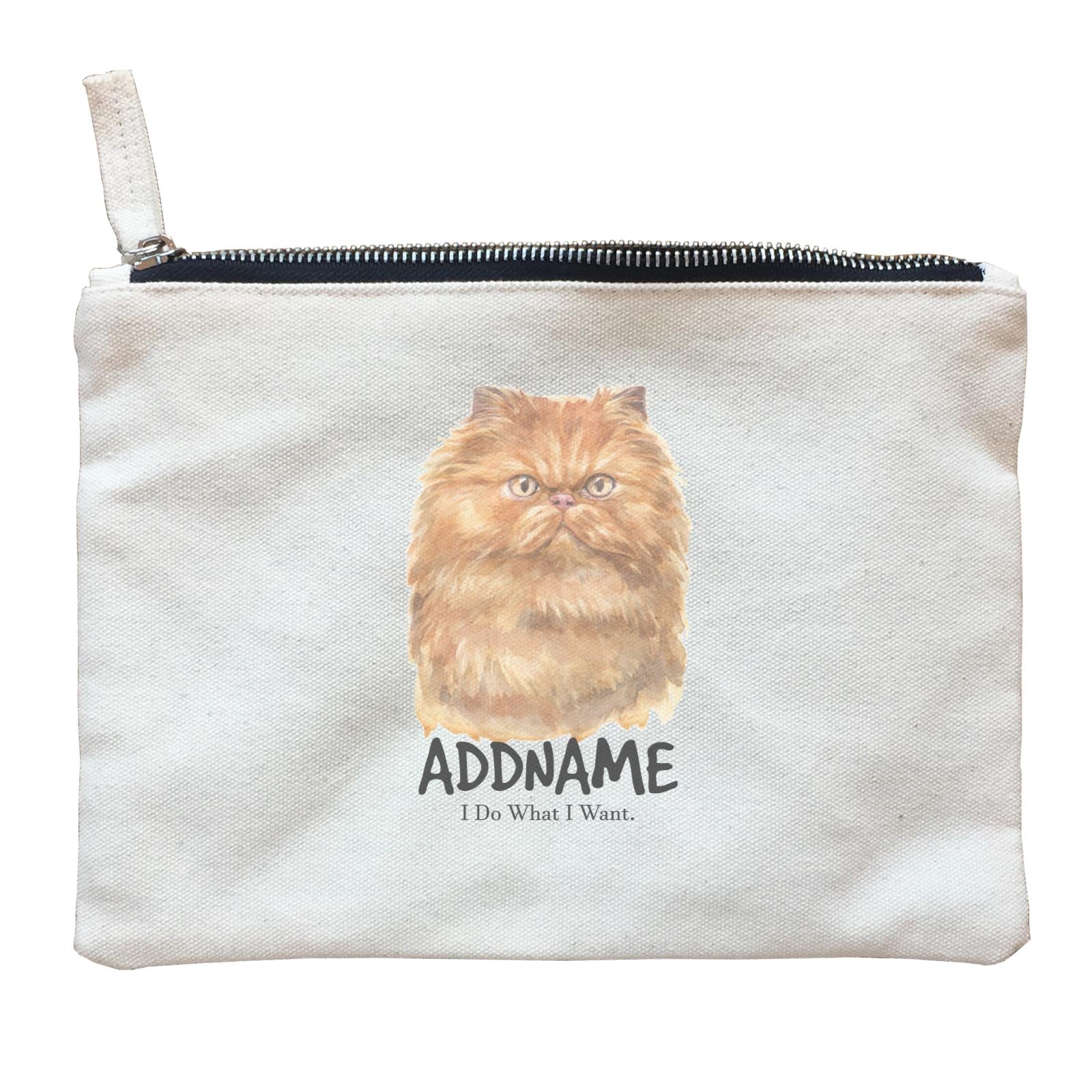 Watercolor Cat Persian Gold I Do What I Want Addname Zipper Pouch