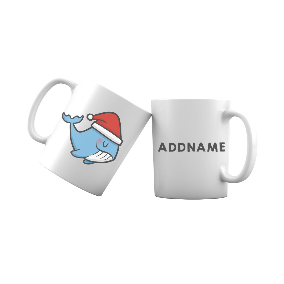 Xmas Cute Whale Christmas Hat Addname Mug