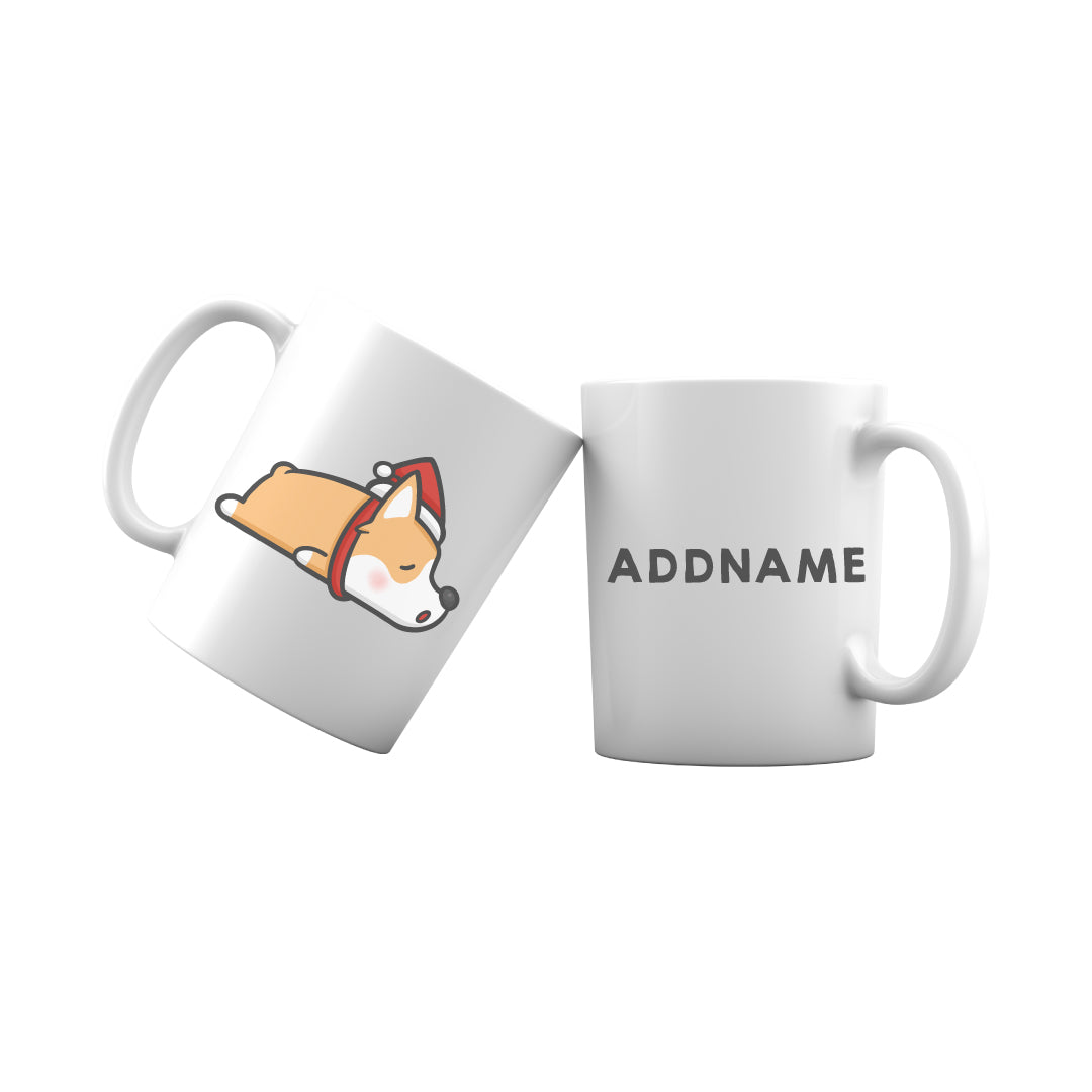Xmas Cute Sleeping Corgi Addname Mug