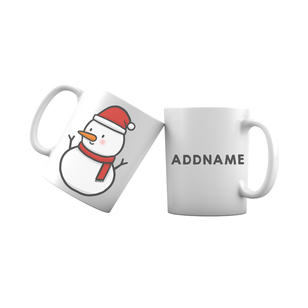 Xmas Cute Snowman Facing Left Addname Mug