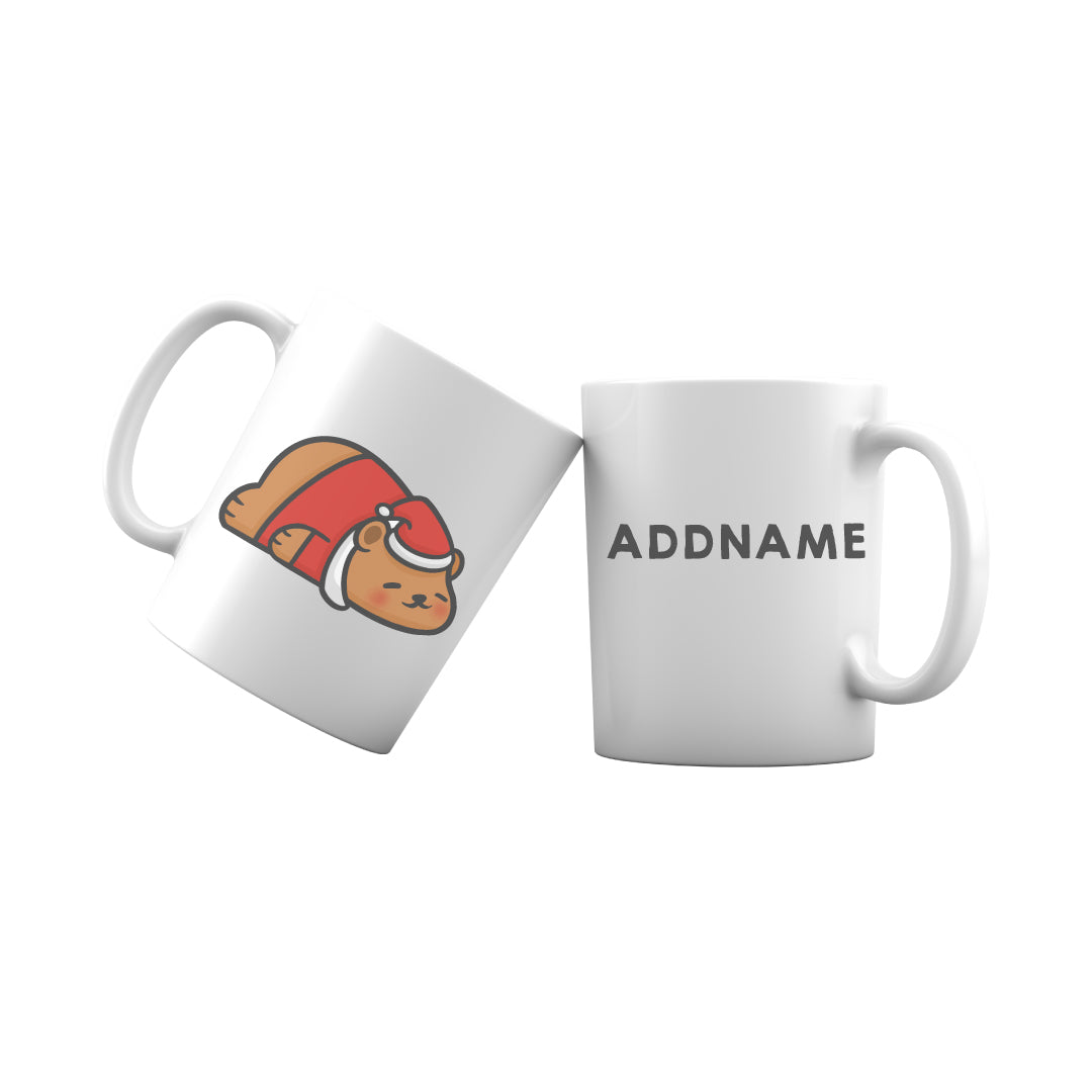 Xmas Cute Sleeping Bear Addname Mug