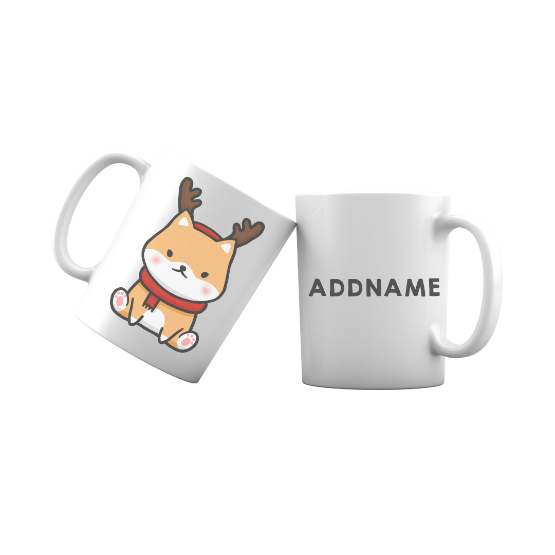 Xmas Cute Shiba Inu Sitting Addname Mug