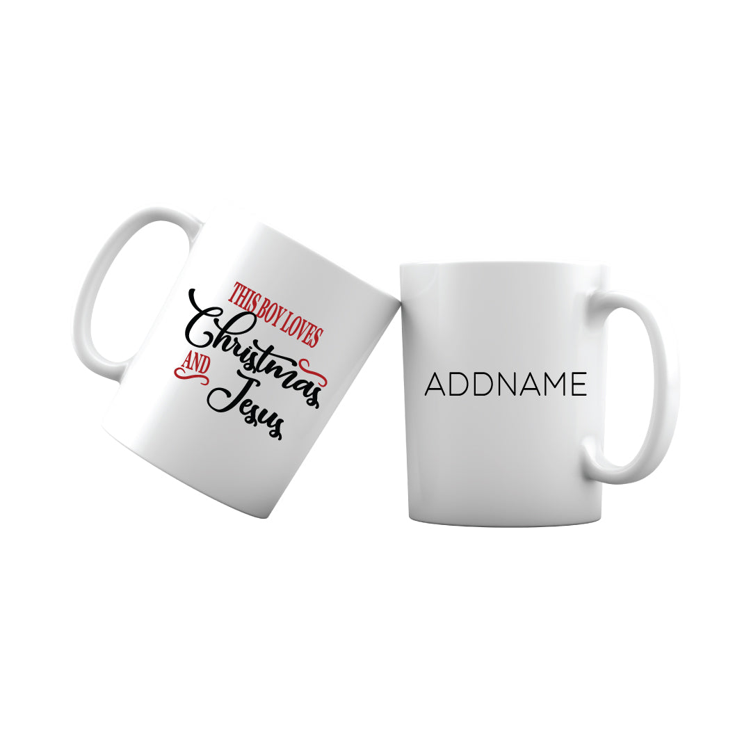 Xmas This Boy Loves Christmas and Jesus Mug