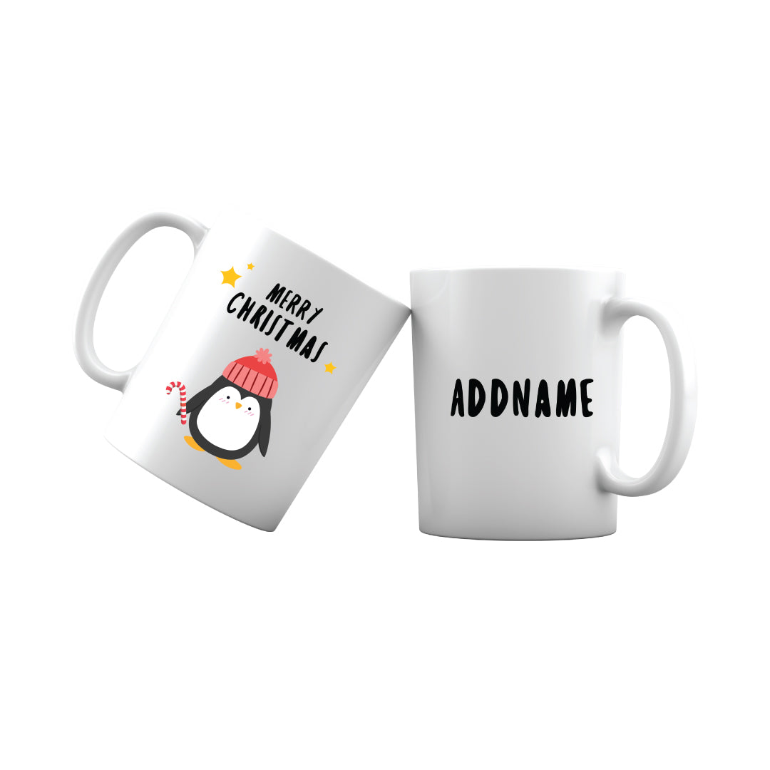 Xmas Cute Penguin with Candy Cane Merry Christmas Mug