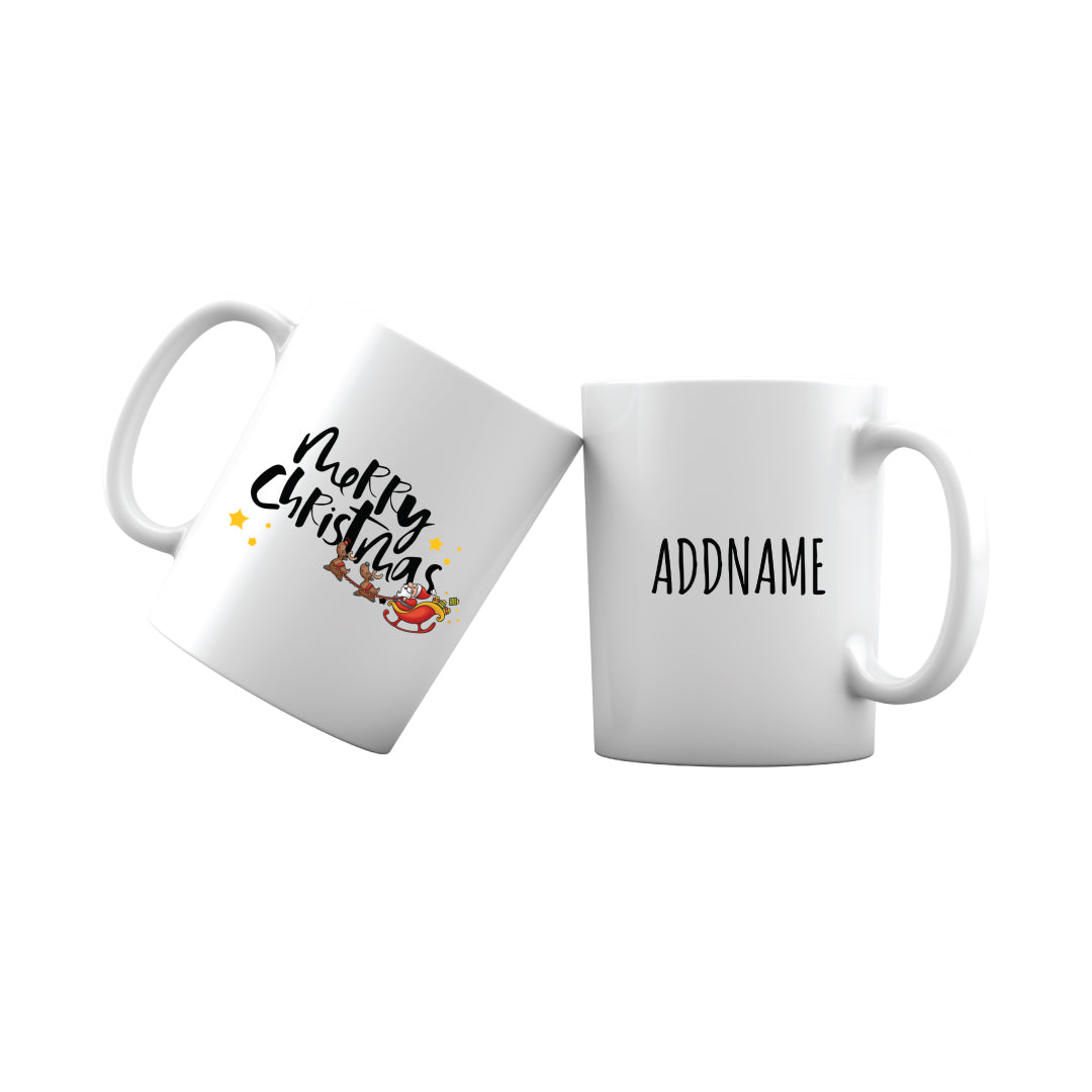 Xmas Cute Santa Claus Riding Sleigh Merry Christmas Mug