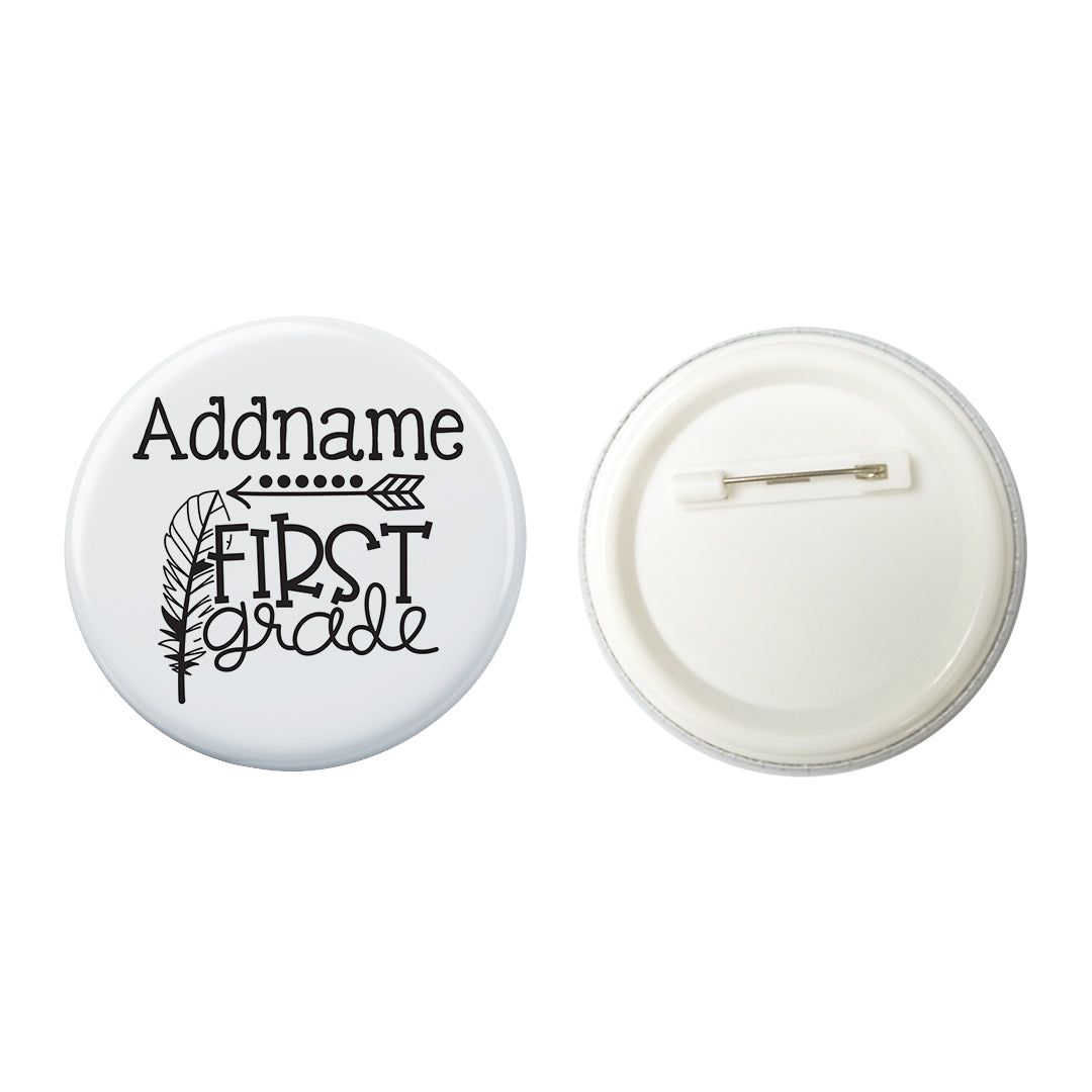 Graduation Series First Grade with Feather Button Badge with Back Pin (58mm)