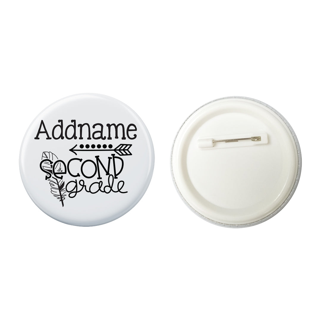 Graduation Series Second Grade with Feather Button Badge with Back Pin (58mm)