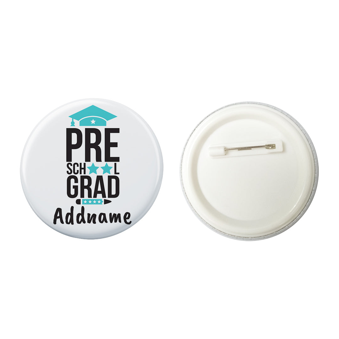 Graduation Series Pre-School Grad Blue Stars Button Badge with Back Pin (58mm)