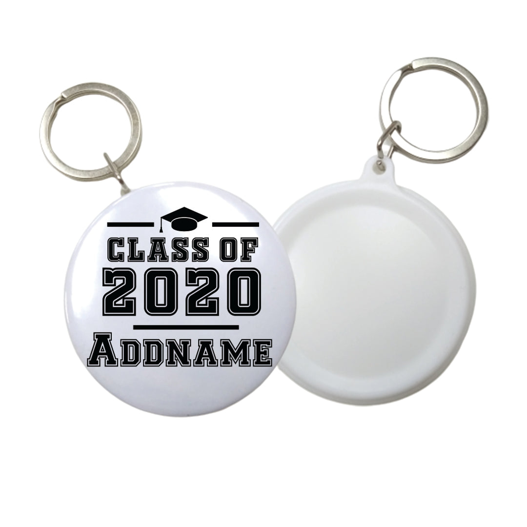 Graduation Series Simple Cap Class of Year Button Badge with Key Ring (58mm)
