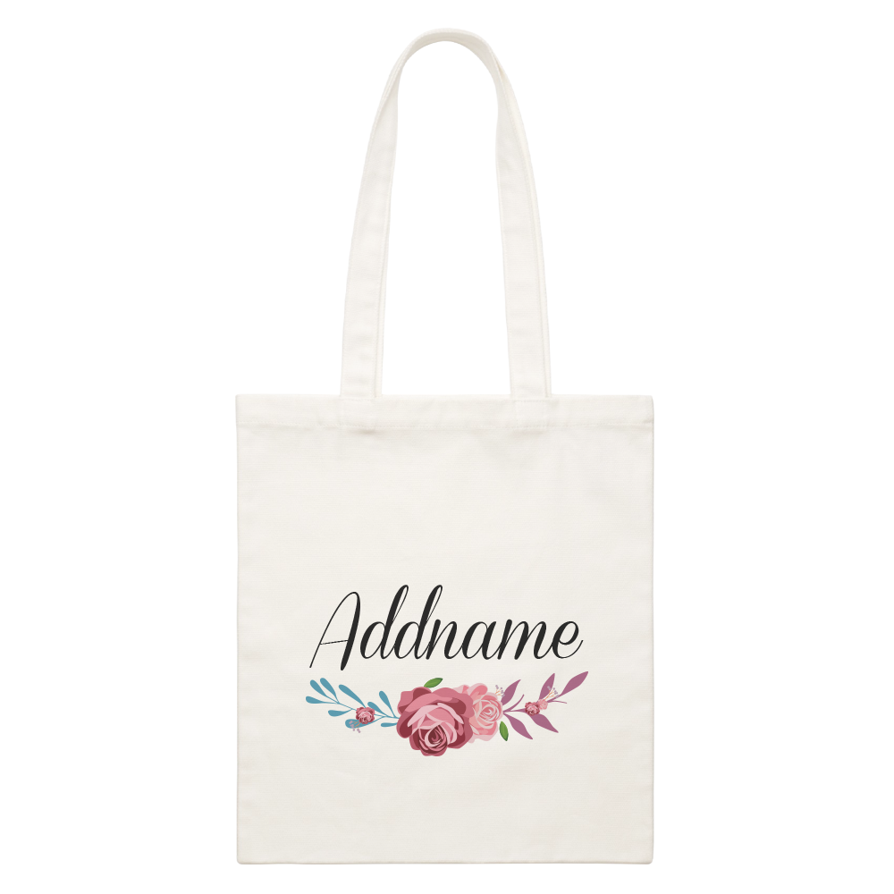 Rose Series Blue And Pink White Canvas Bag