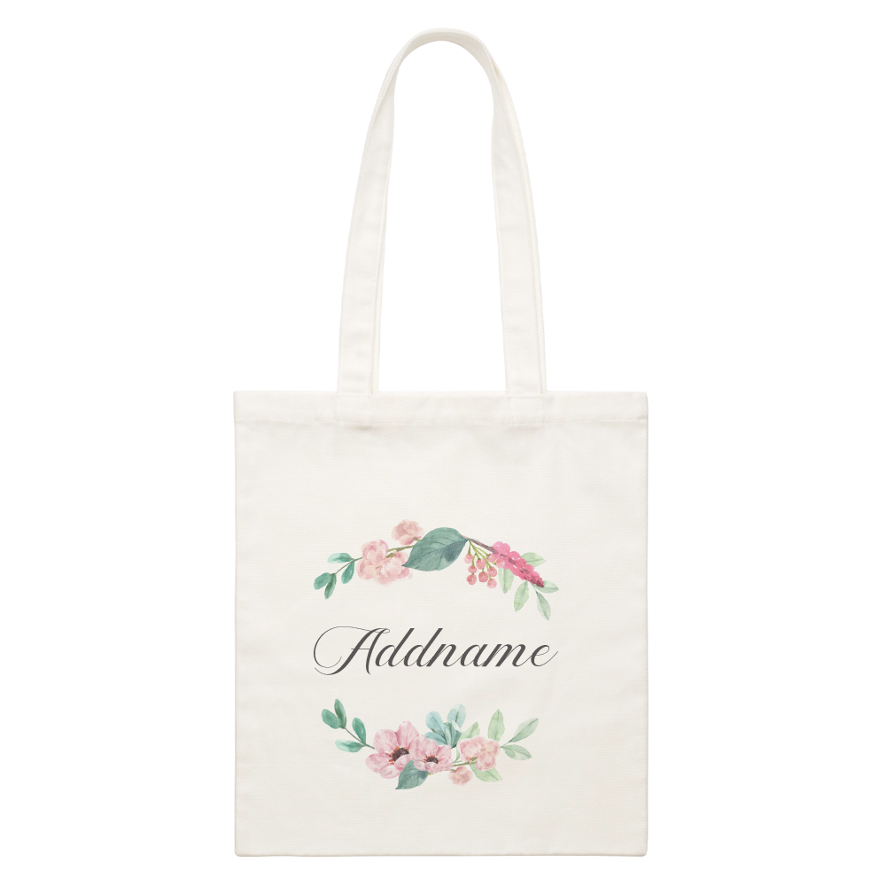 Beautiful Flower Wreath White Canvas Bag