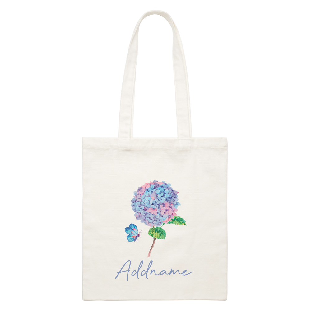 Pastel Flower Hydrangea White Canvas Bag