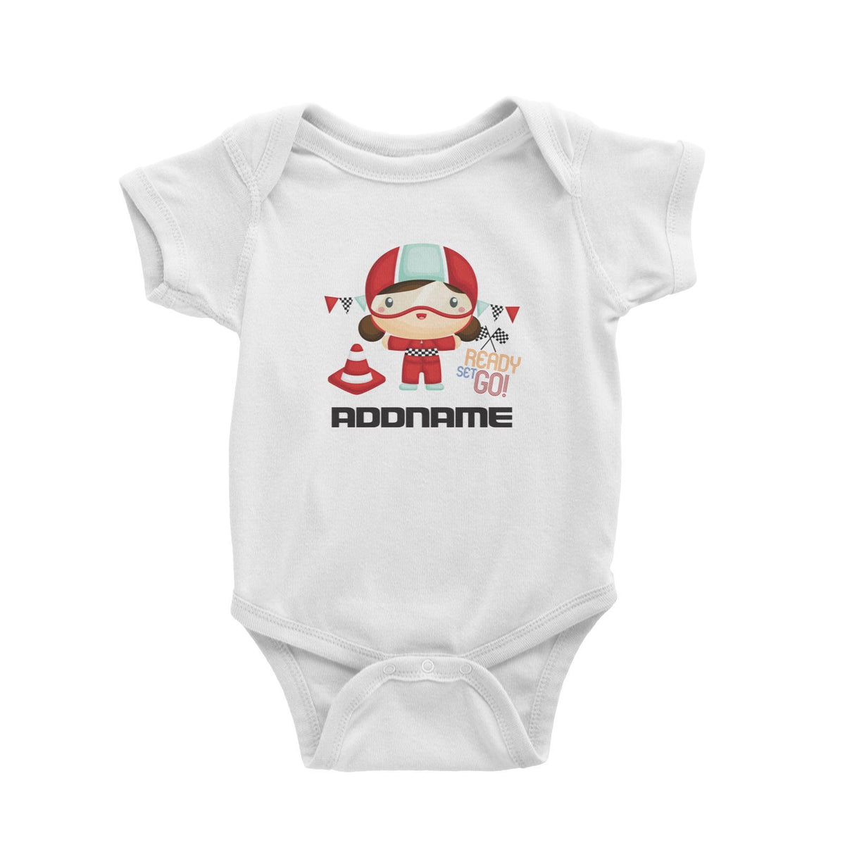 Birthday Cars Race Racer Girl Ready Set Go Addname Baby Romper